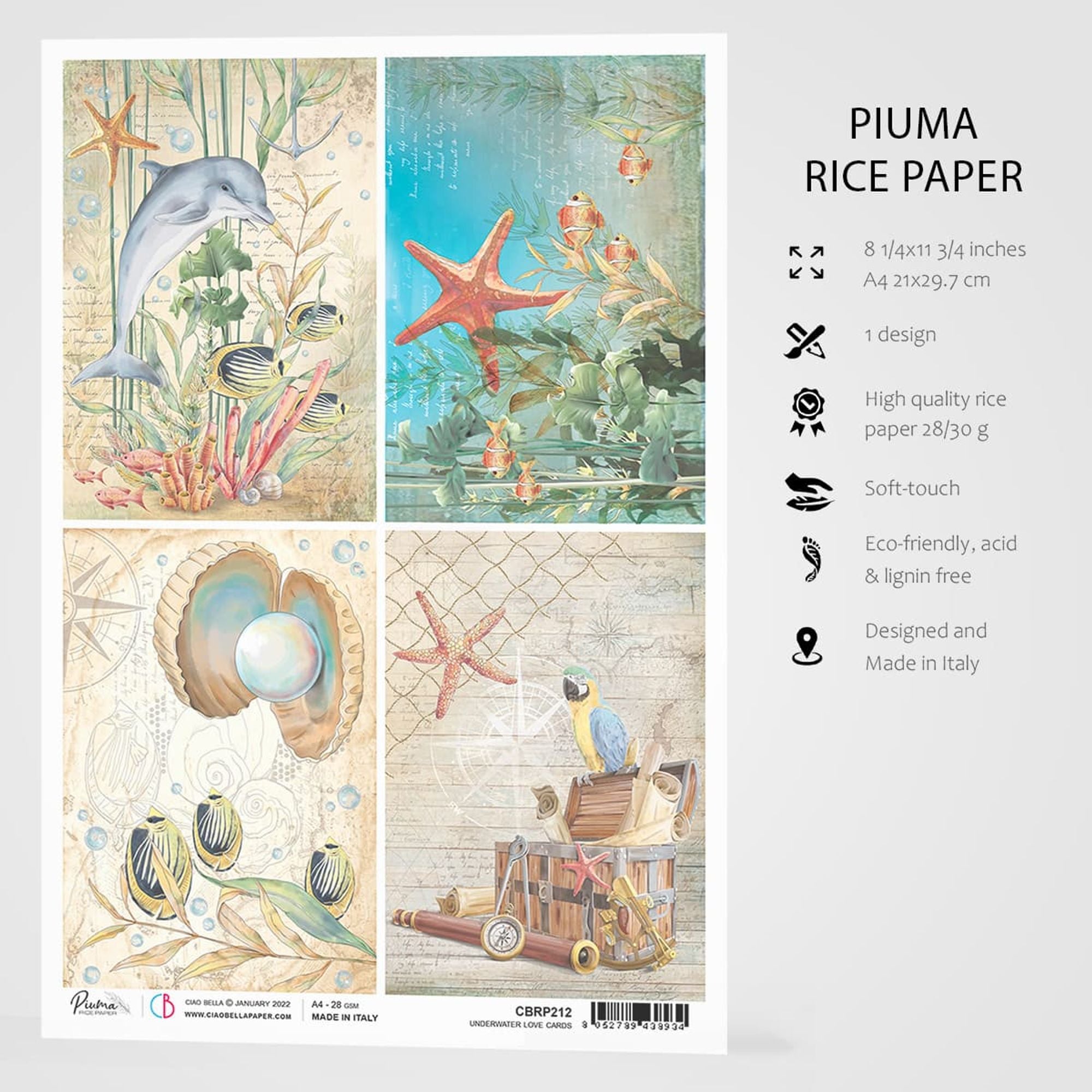 Ciao Bella Rice Paper A4 Underwater Cards