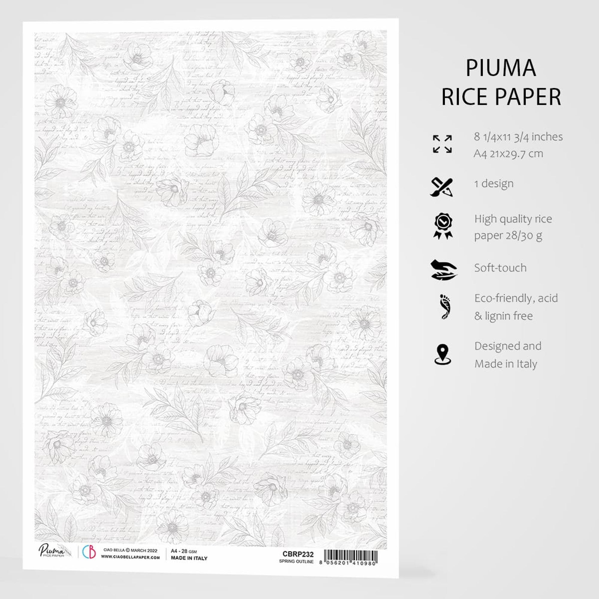 Ciao Bella Rice Paper A4 Spring Outline