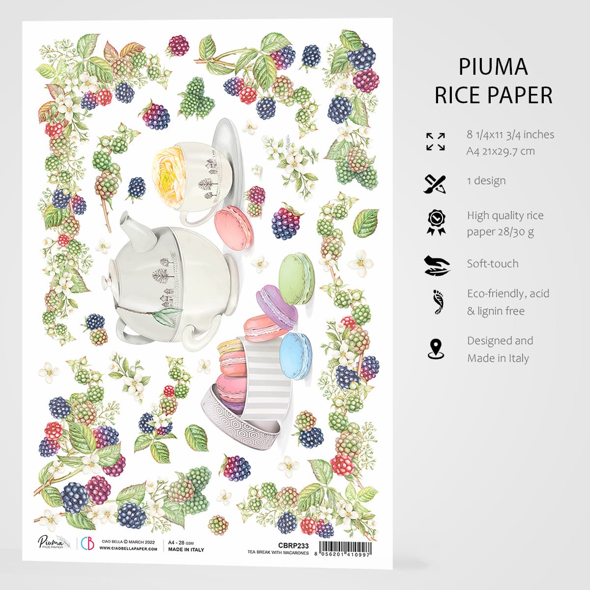 Ciao Bella Rice Paper A4 Tea Break With Macarons