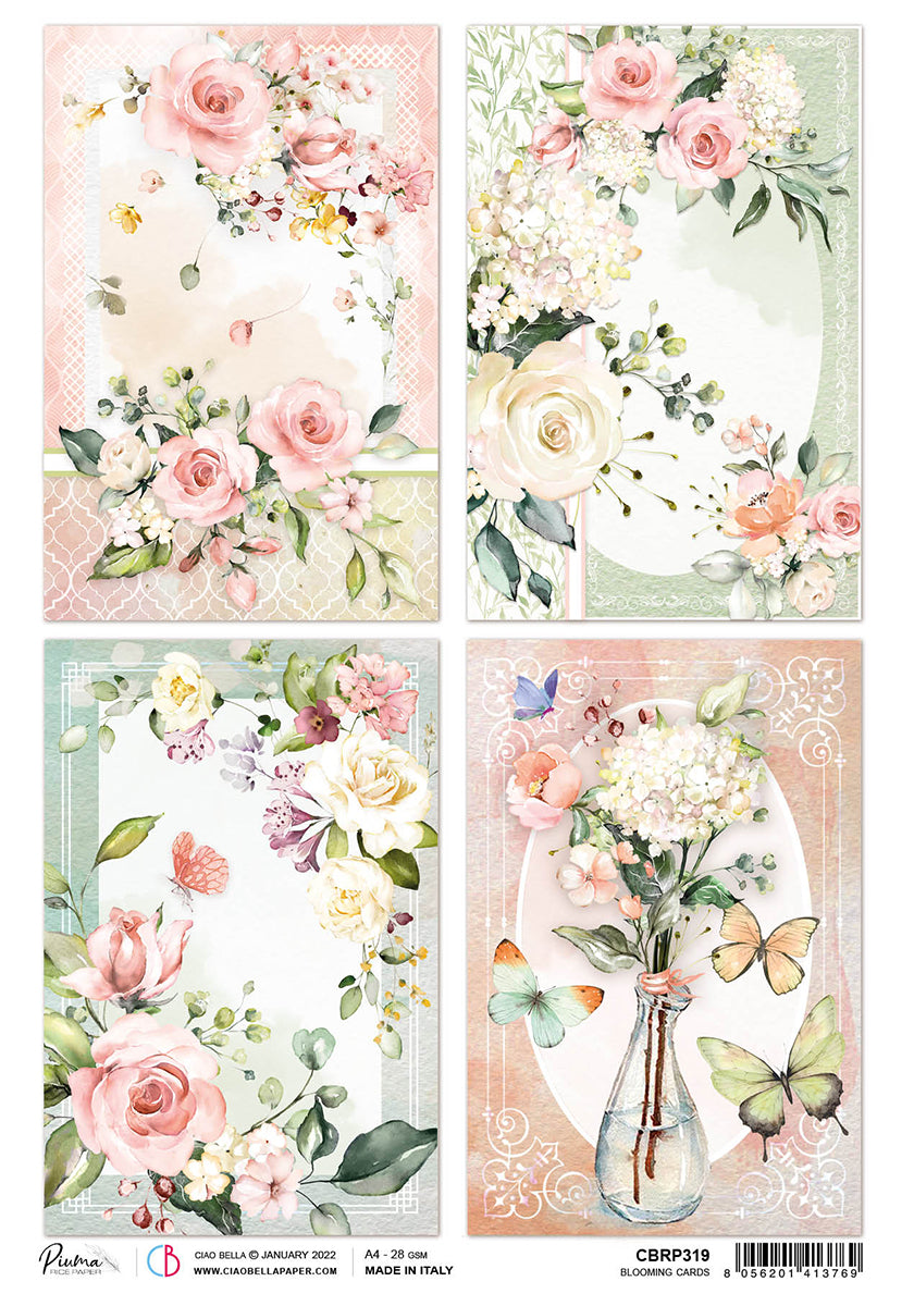 Ciao Bella Rice Paper A4 Piuma Blooming Card - 5 Sheets
