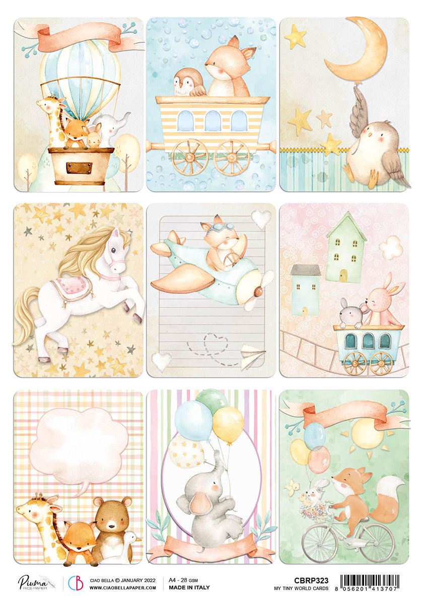 Ciao Bella Rice Paper A4 Piuma My Tiny World Cards - 5 Sheets