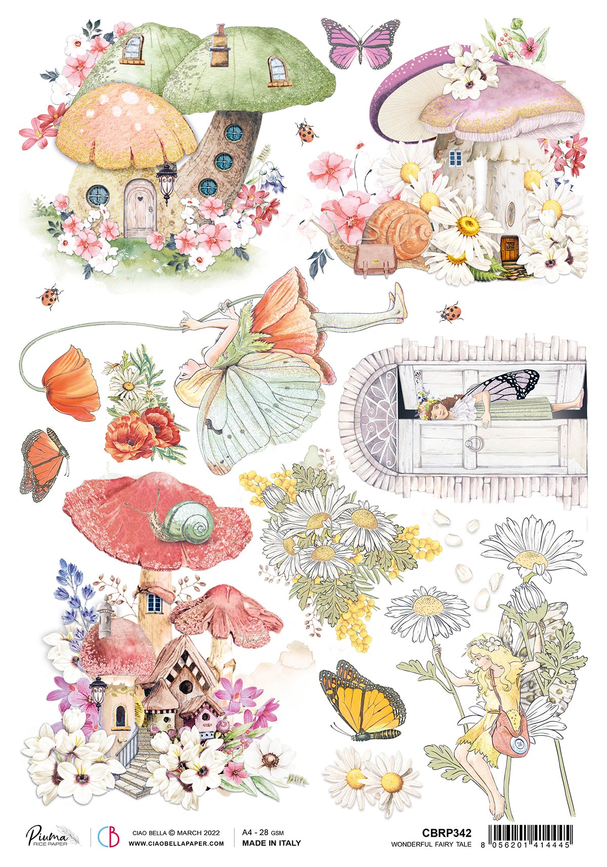 Ciao Bella Rice Paper A4 Piuma Wonderful Fairy Tale - 5 Sheets