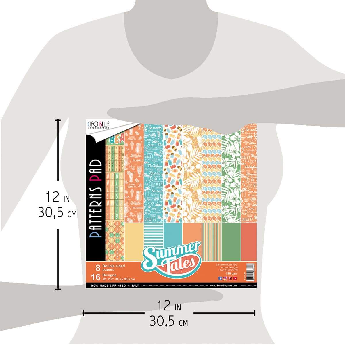 Ciao Bella Summer Tales Patterns Pad 12"x12" 8/Pkg