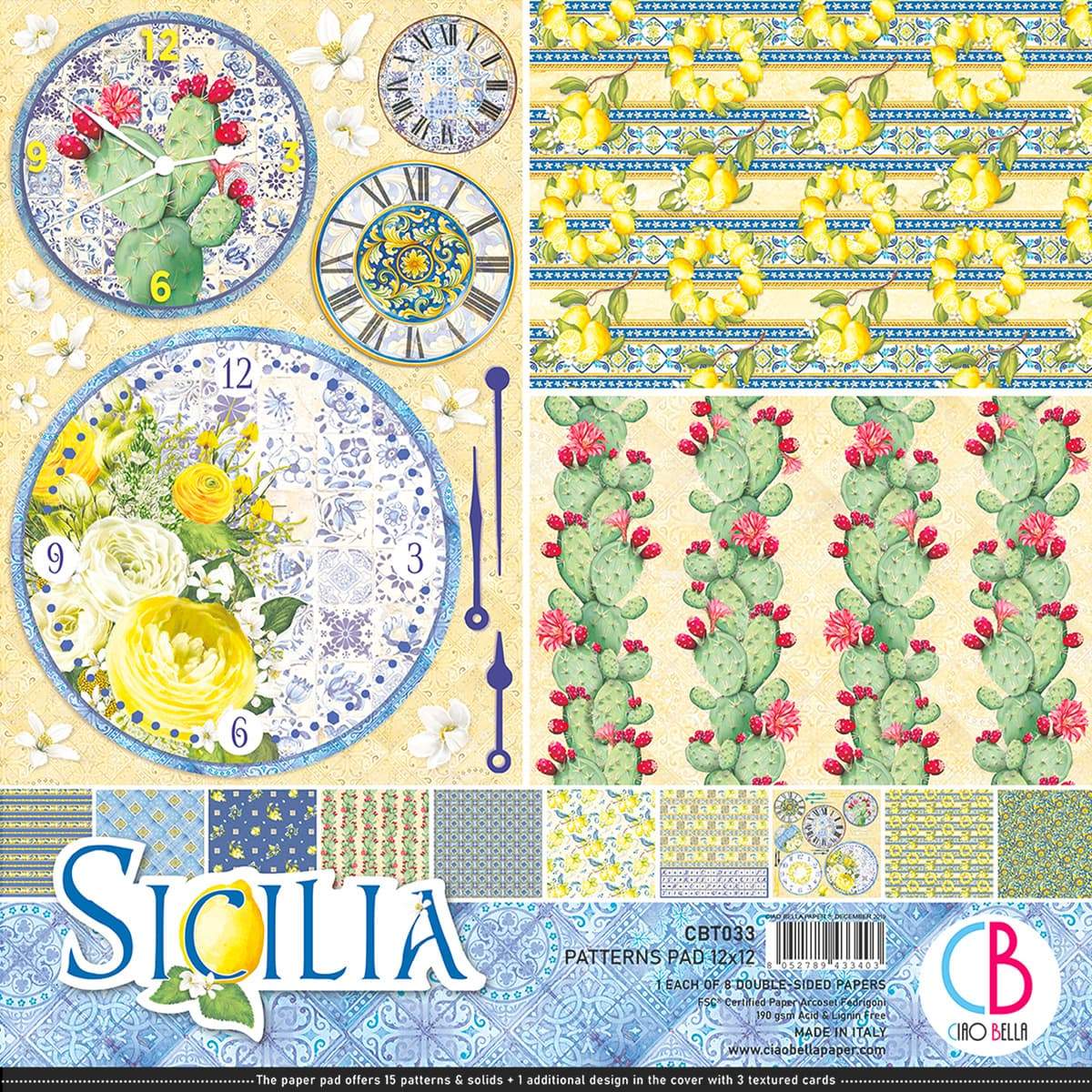 Ciao Bella Sicilia Patterns Pad 12"x12" 8/Pkg
