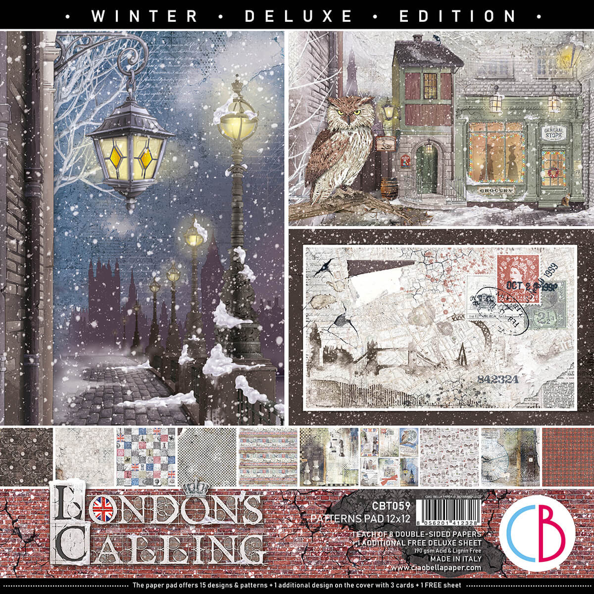 London's Calling Patterns Pad 12x12 8/Pkg + 1 Free deluxe sheet