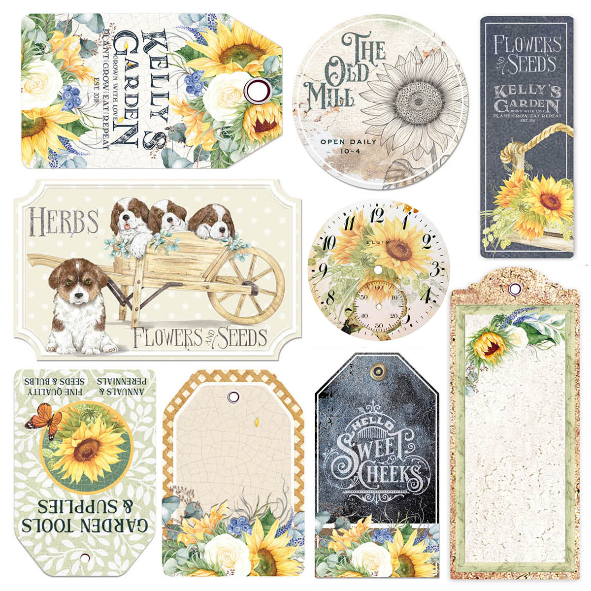 Ciao Bella Vellum Farmhouse Garden Fussy Cut 6"x6" 6/Pkg