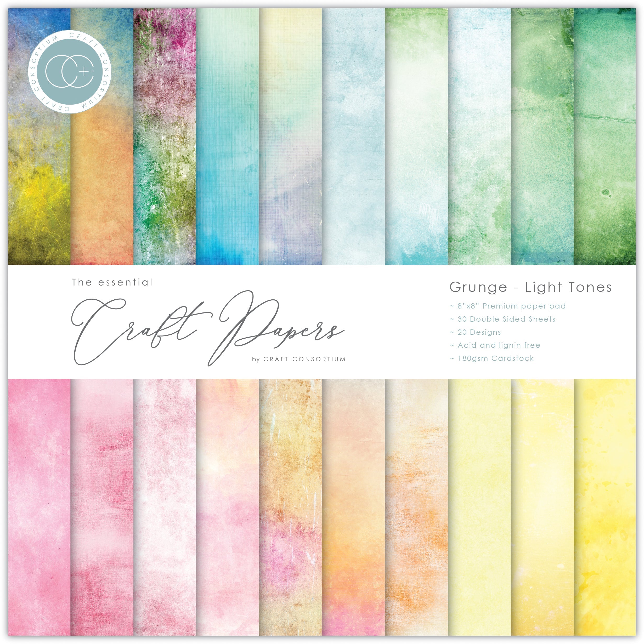 Craft Consortium Grunge - Light Tones - 8x8 Paper Pad
