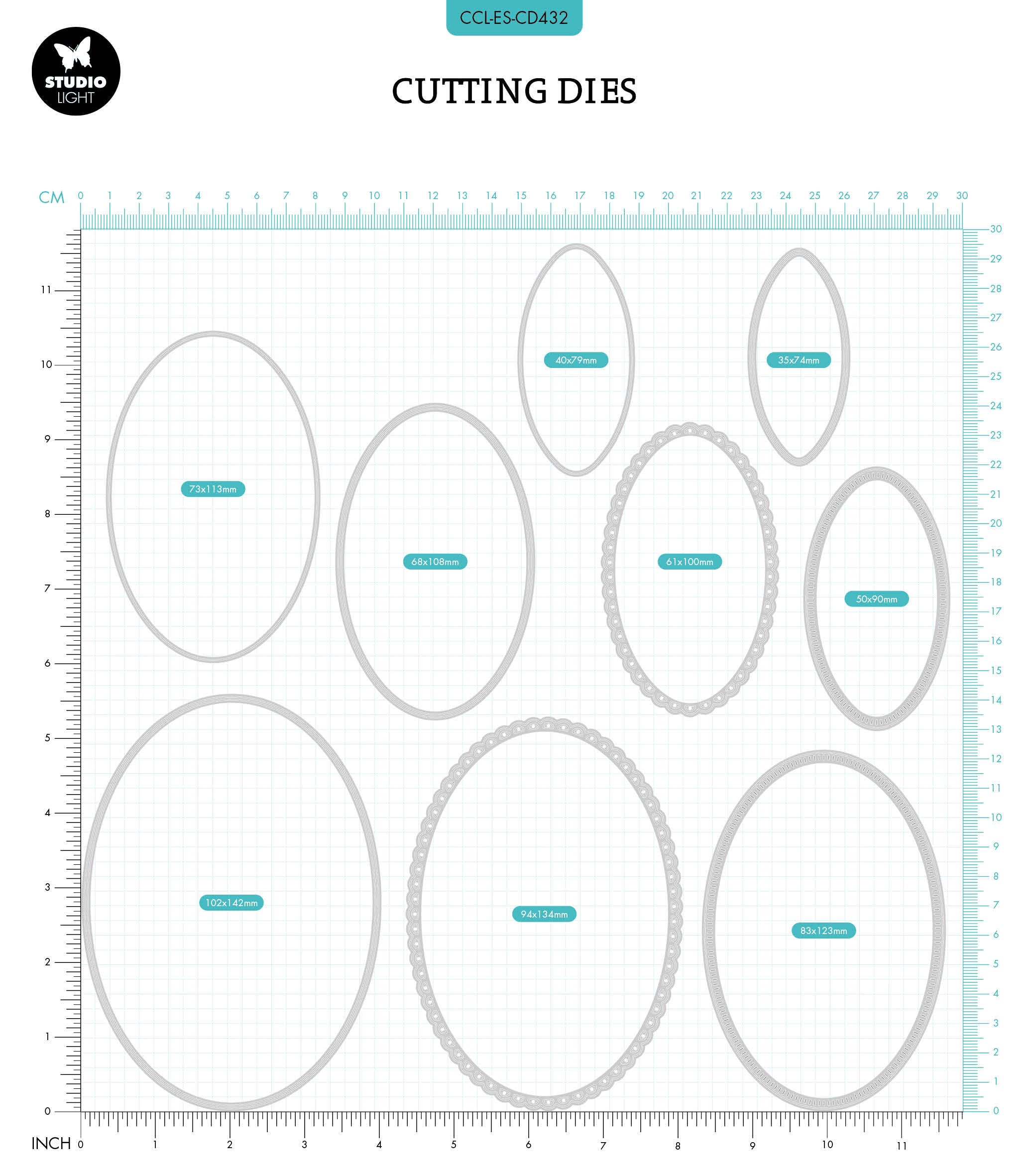 CCL Cutting Die Nested Ovals Essentials 142x102x1mm 9 PC nr.432