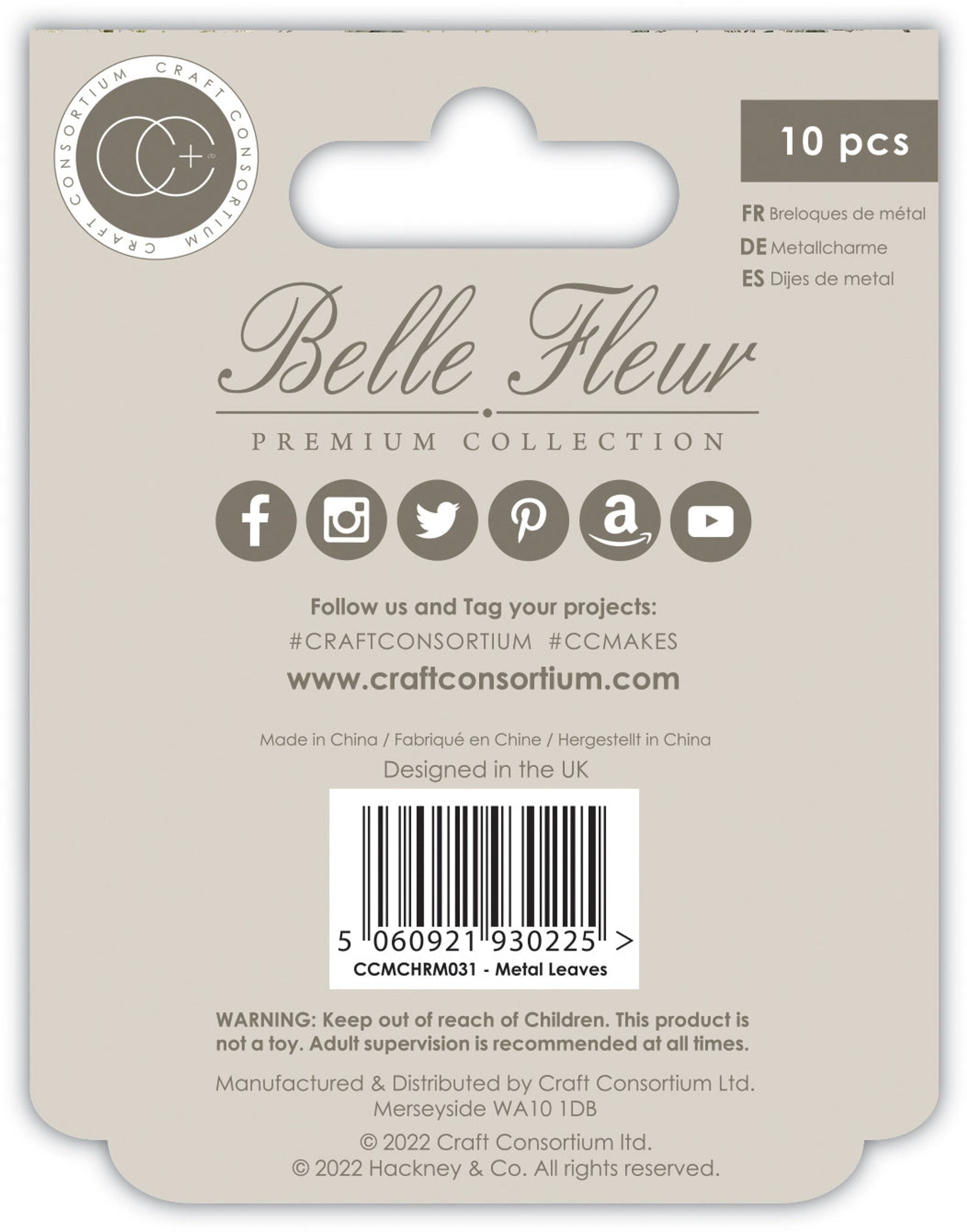 Craft Consortium Belle Fleur - Metal Leaf Charms