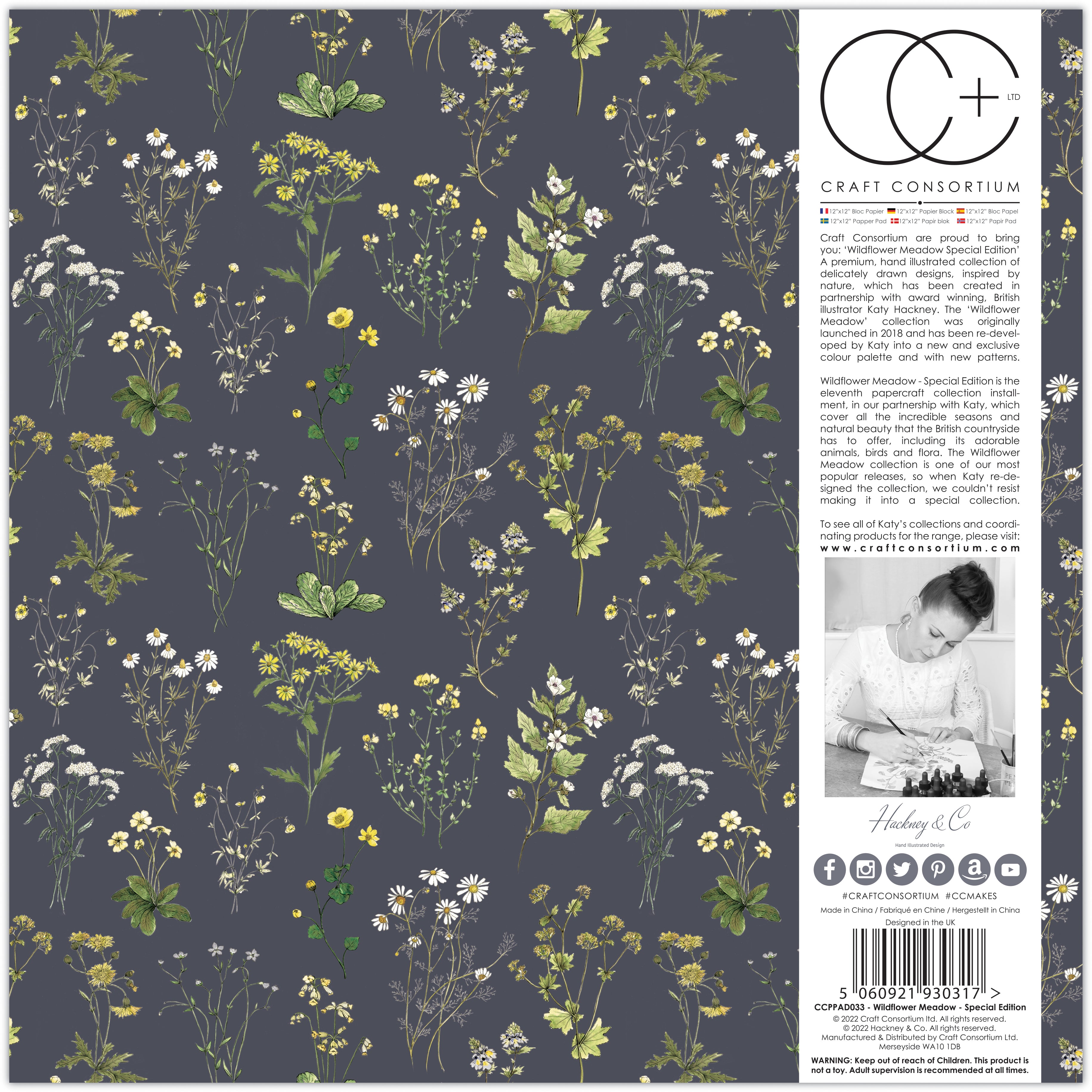Craft Consortium Wildflower Meadow 12x12 - Premium Paper Pad
