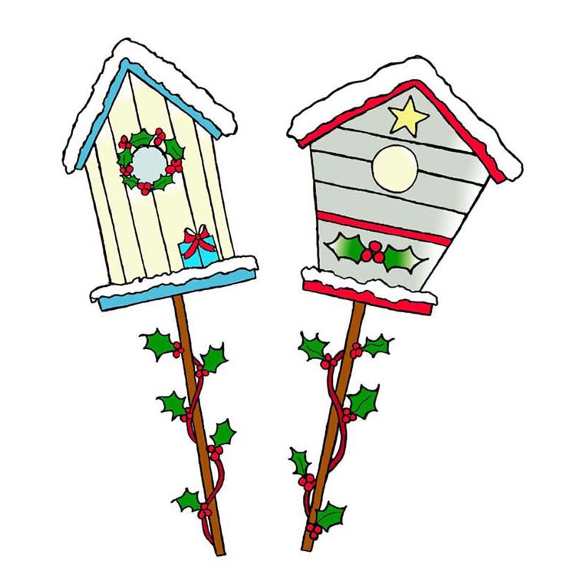 Frog's Whiskers Ink Stamp - Winter Bird Houses