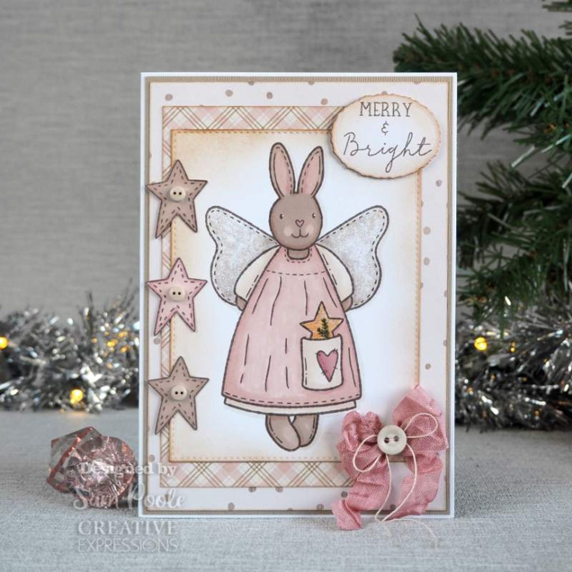Creative Expressions Sam Poole Angel Bunny 6 in x 4 in Clear Stamp Set