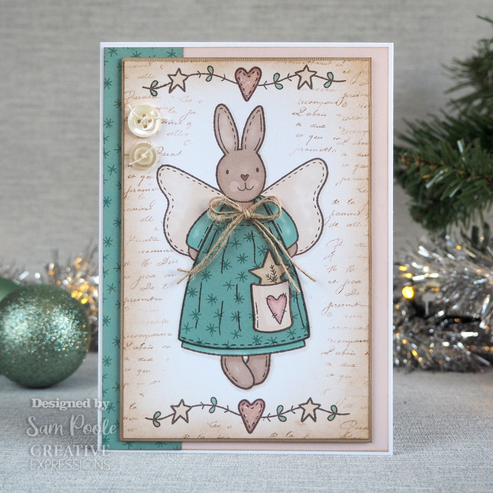 Creative Expressions Sam Poole Angel Bunny 6 in x 4 in Clear Stamp Set