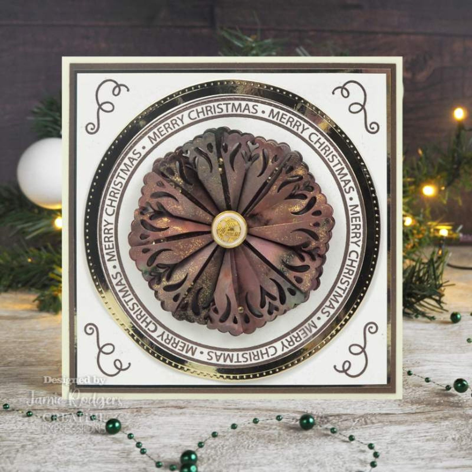 Creative Expressions Jamie Rodgers Frosty Wreath Tea Bag Folding 6 in x 8 in Stamp Set