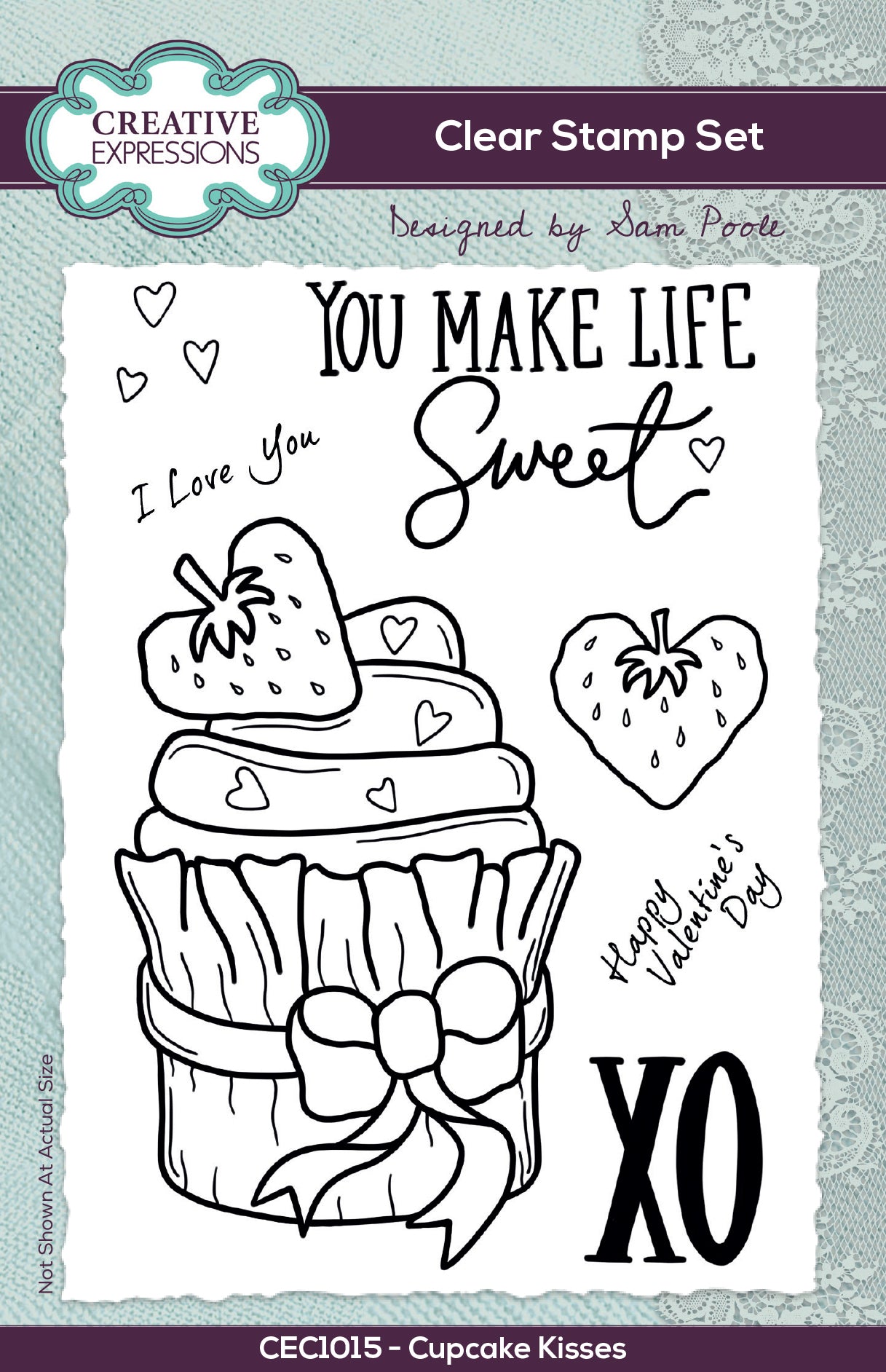 Creative Expressions Sam Poole Cupcake Kisses 6 in x 4 in Clear Stamp Set
