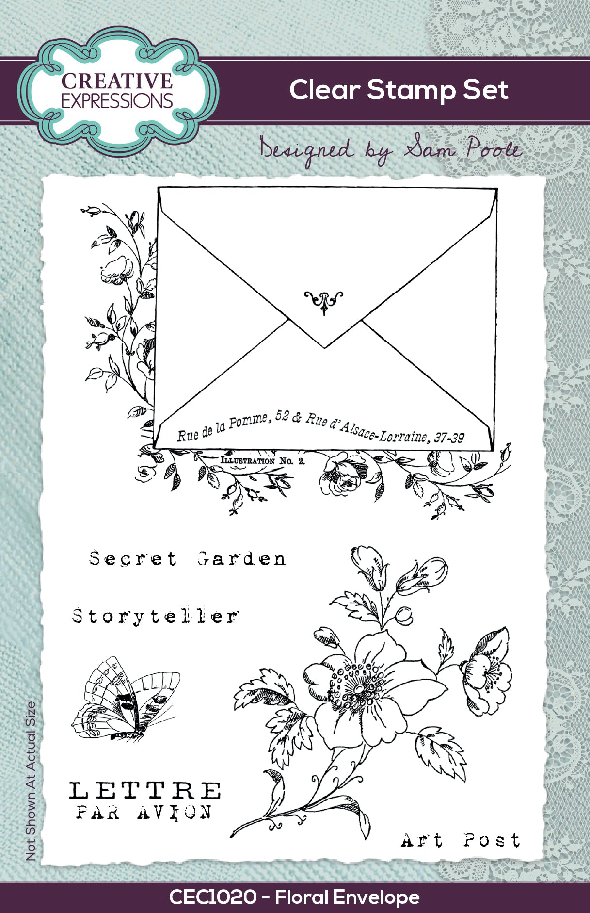 Creative Expressions Sam Poole Floral Envelope 6 in x 4 in Clear Stamp Set