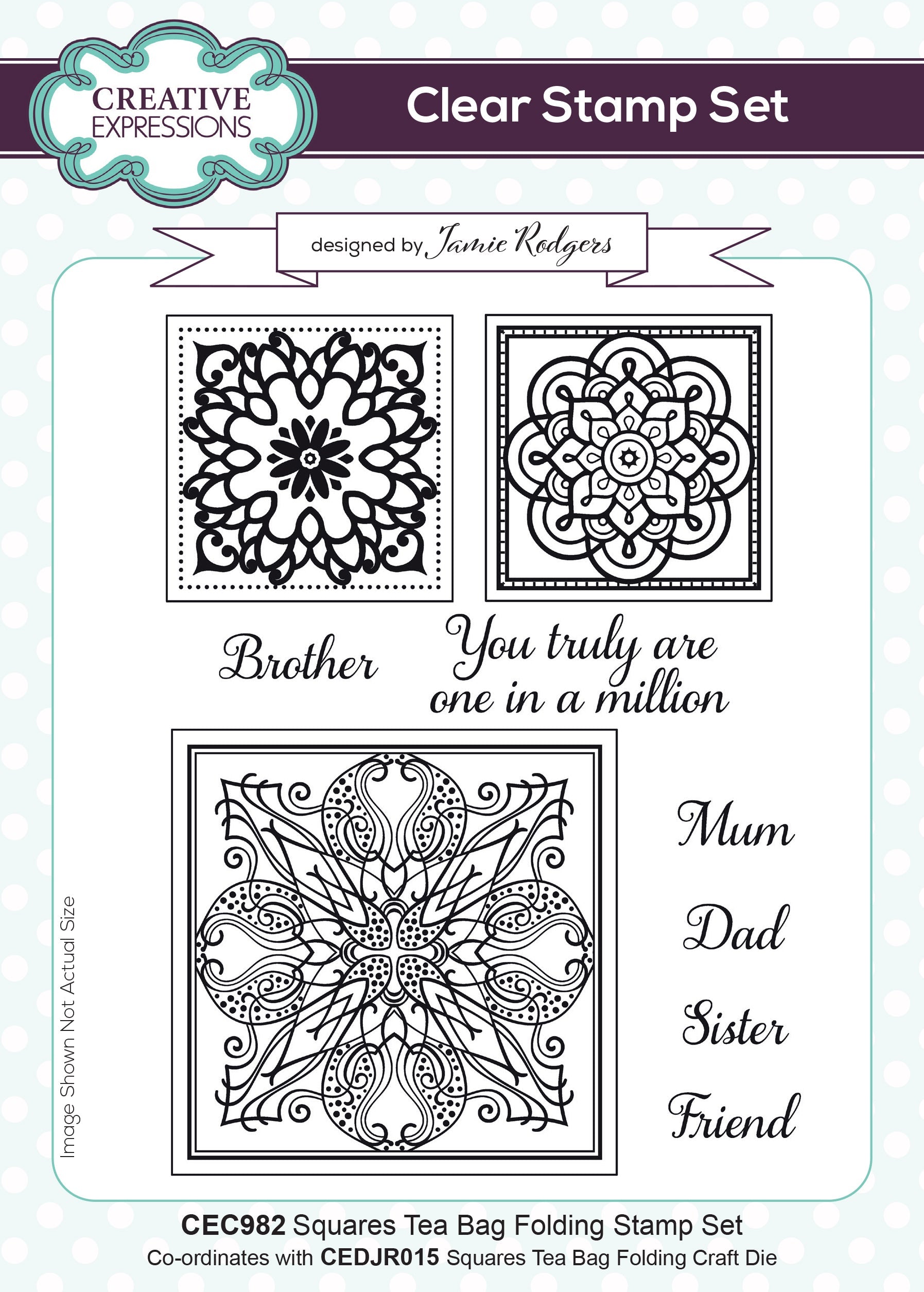 Creative Expressions Jamie Rodgers Squares Tea Bag Folding 6 in x 8 in Stamp Set