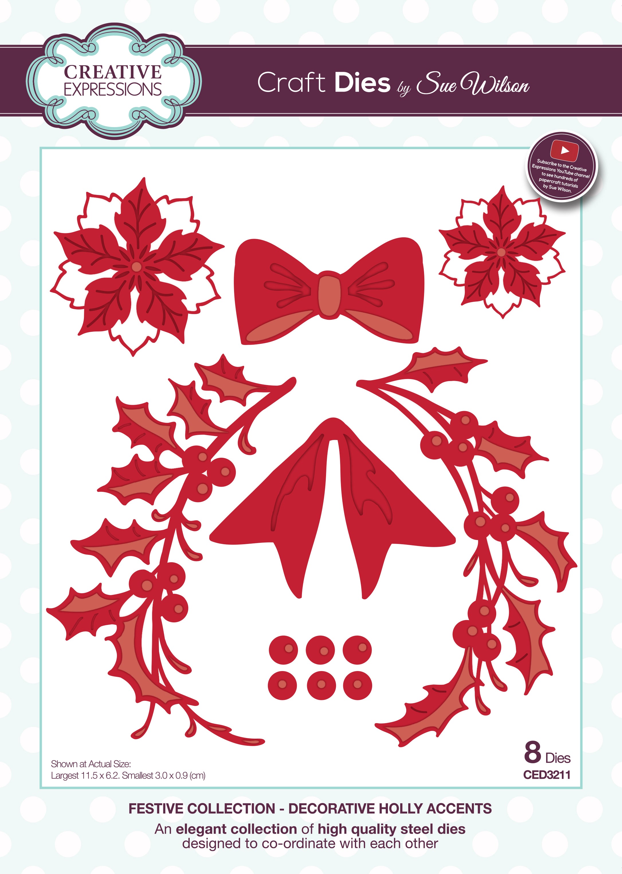 Dies by Sue Wilson Festive Flower, Sprig and Bow