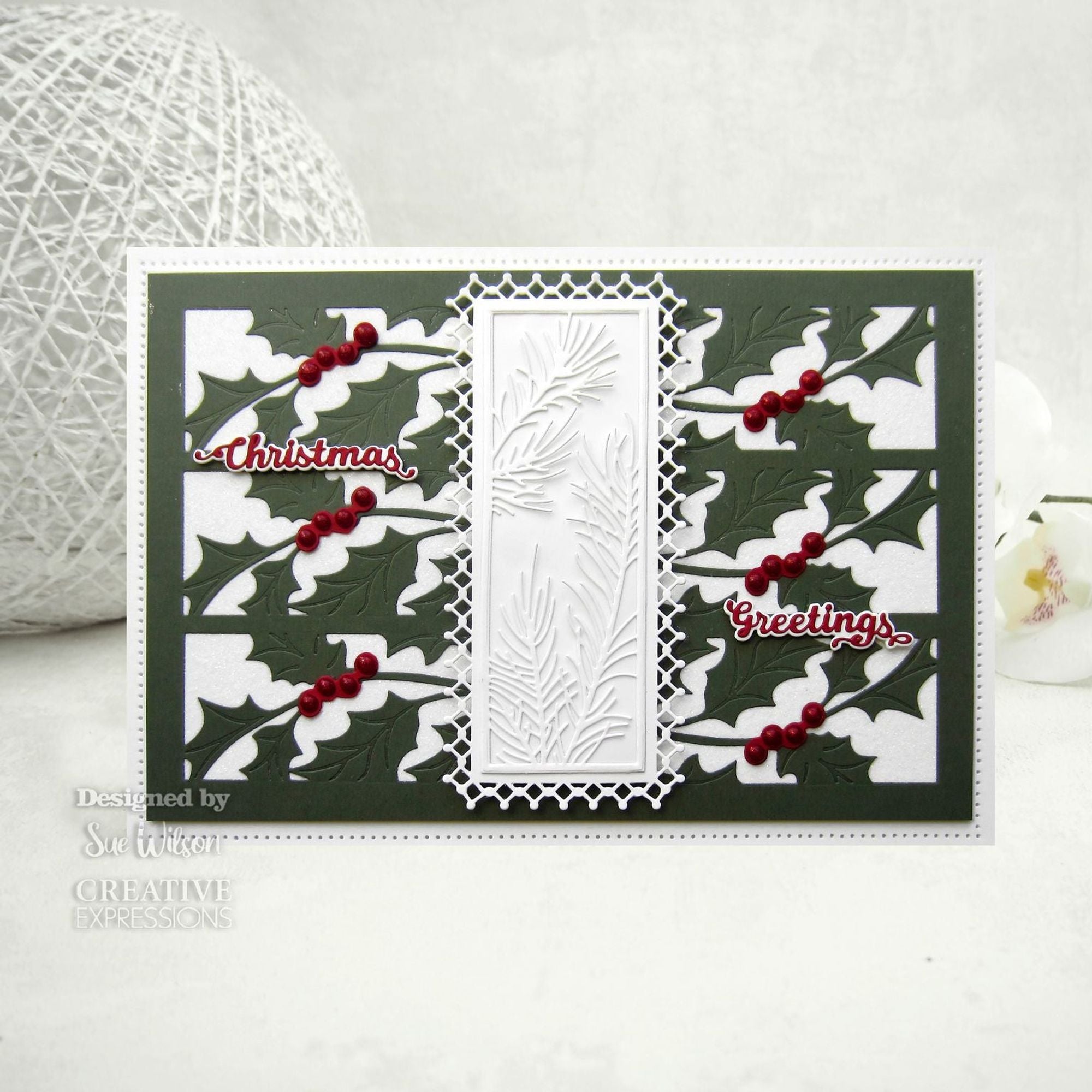 Creative Expressions Sue Wilson Festive Holly & Pine Floral Panels Craft Die