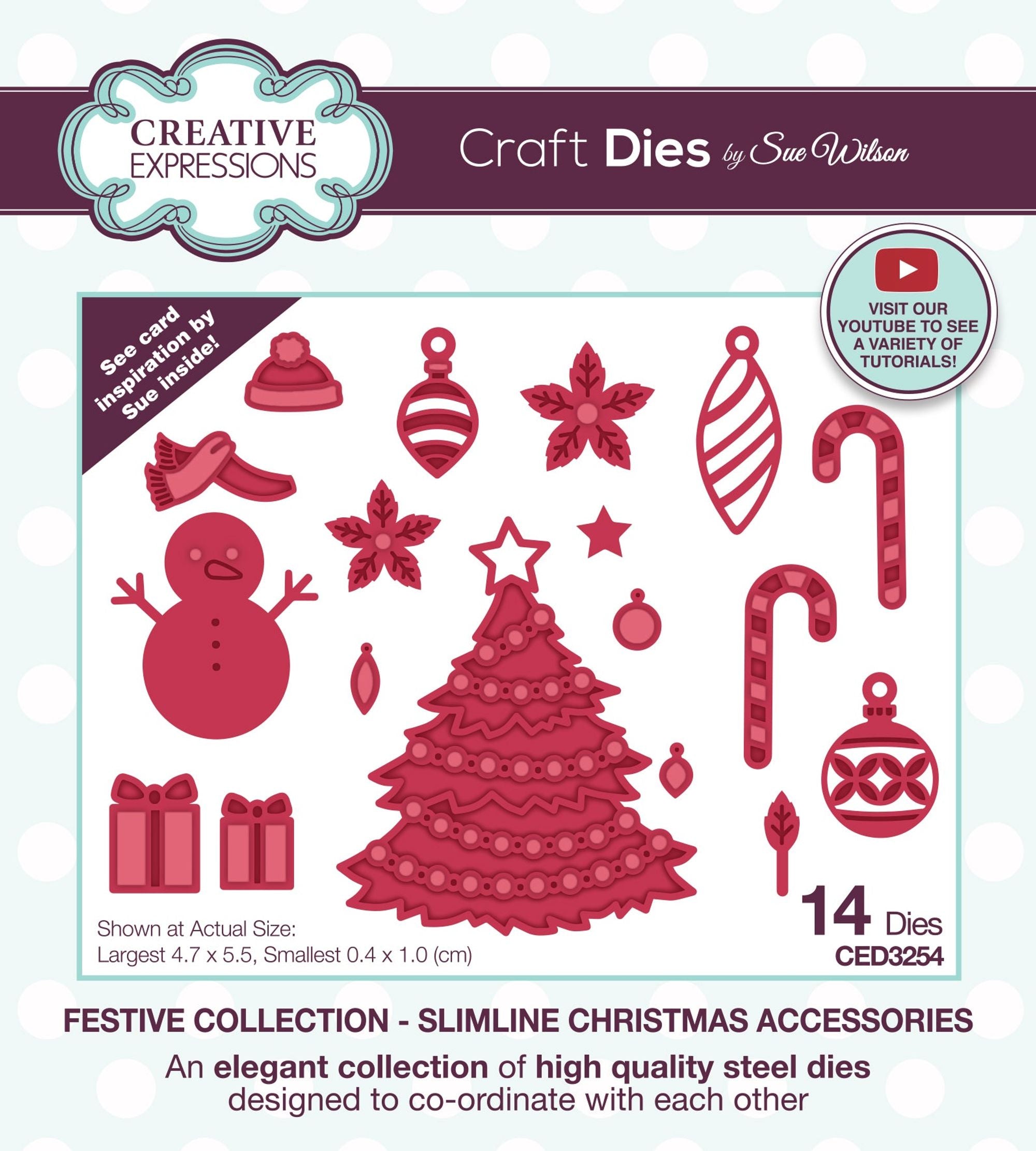 Creative Expressions Sue Wilson Slimline Christmas Accessories Craft Die