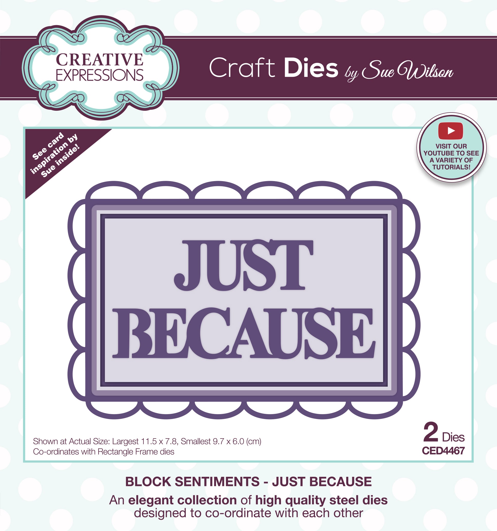 Creative Expressions Sue Wilson Block Sentiments Just Because Craft Die