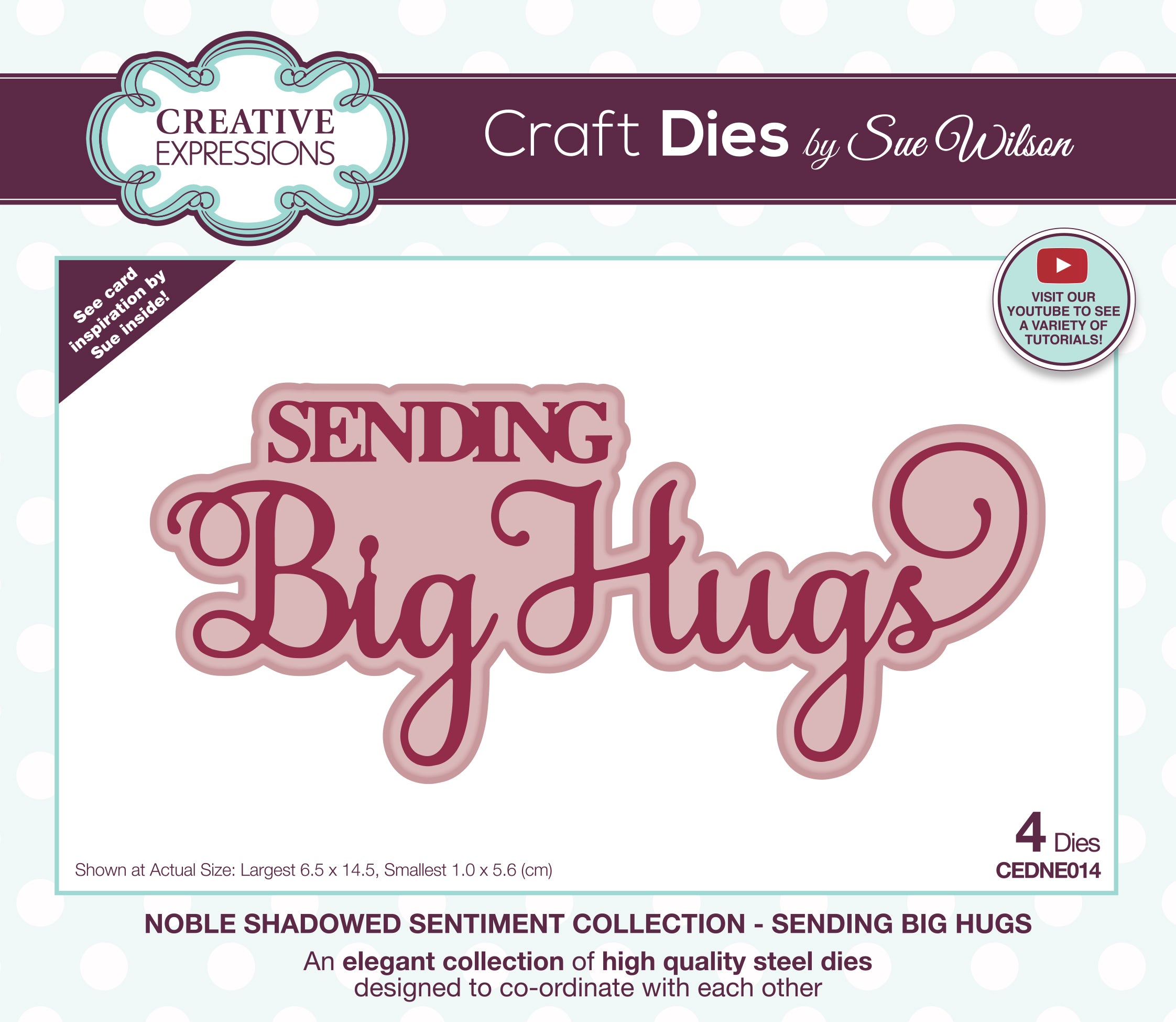 Creative Expressions Sue Wilson Noble Shadowed Sentiment Sending Big Hugs Craft Die