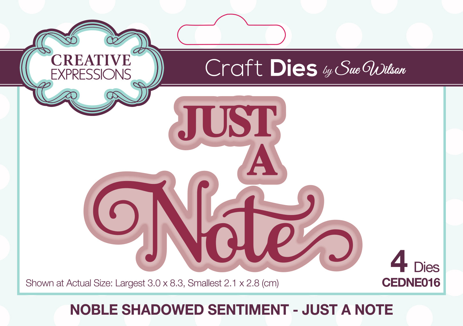 Creative Expressions Sue Wilson Noble Shadowed Sentiment Just A Note Craft Die