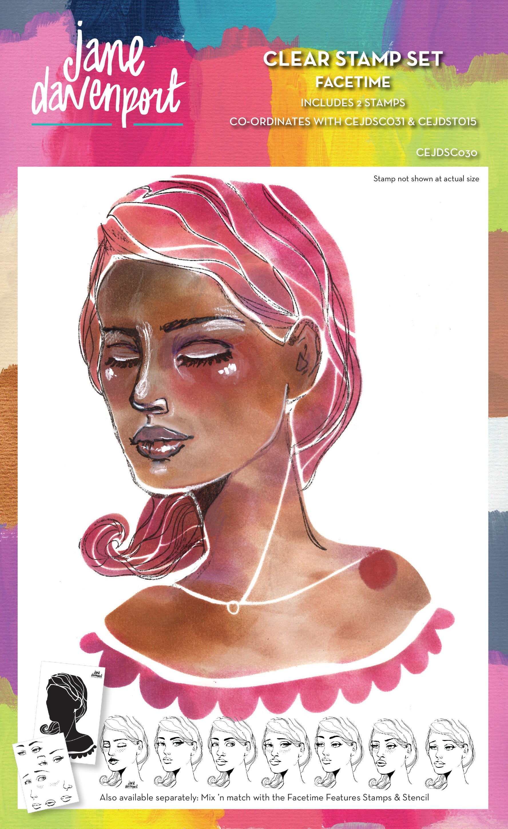 Creative Expressions Jane Davenport Facetime 6 in x 8 in Clear Stamp Set