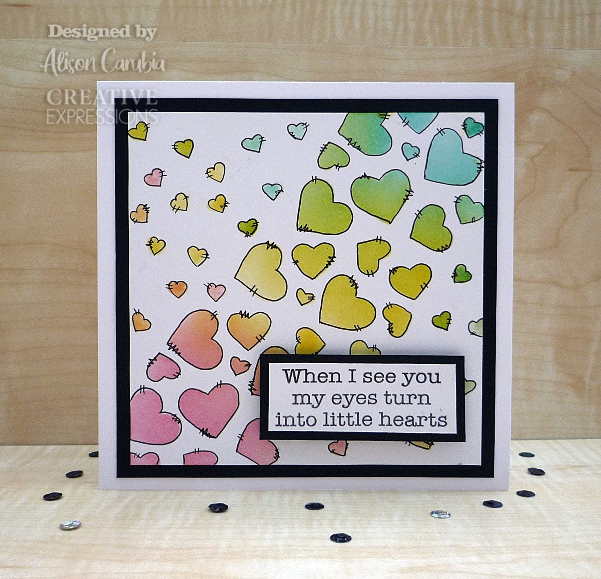 Creative Expressions Mini Stencil Scattered Hearts 4.0 in x 3.0 in