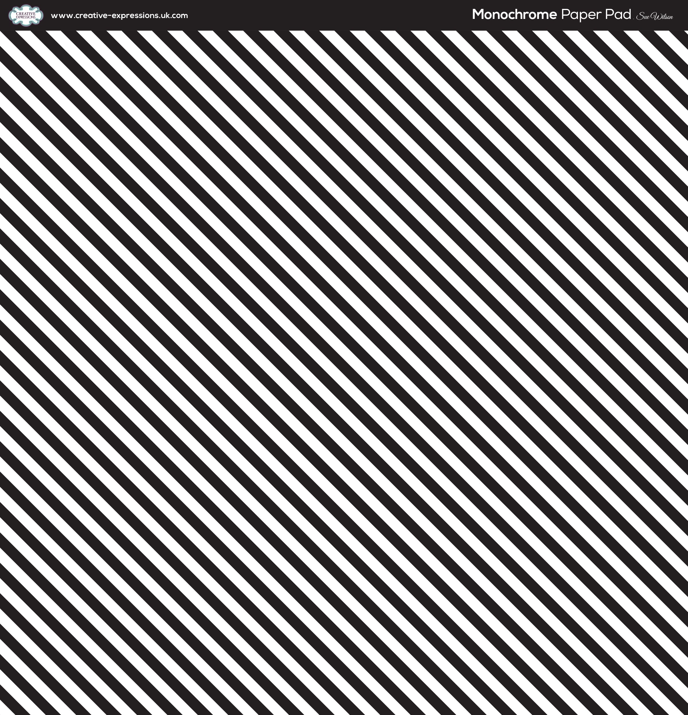 Creative Expressions Sue Wilson Monochrome Stripes 8 in x 8 in Paper Pad