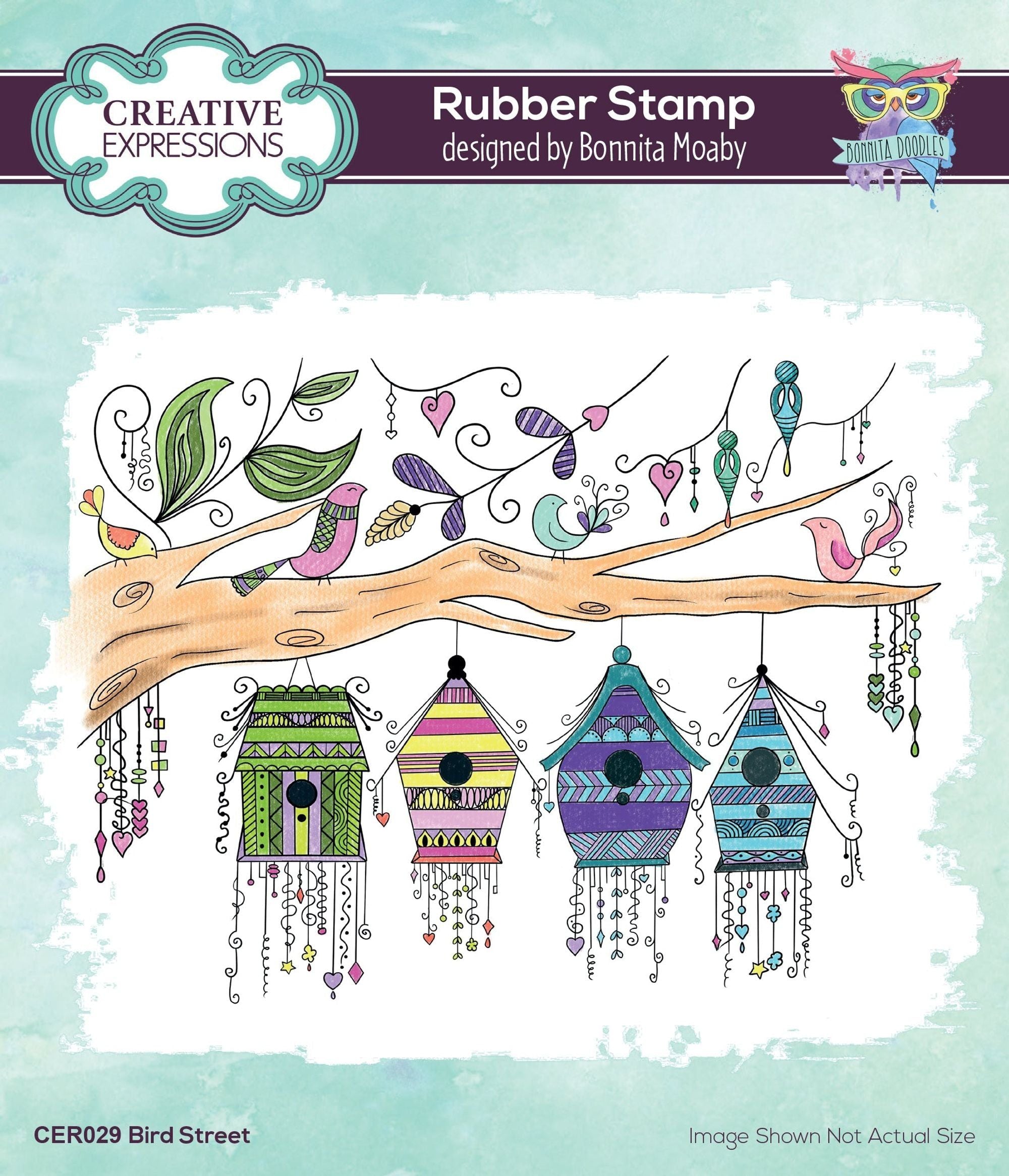 Creative Expressions Bonnita Moaby Bird Street 5.9 in x 4.4 in Clear Rubber Stamp