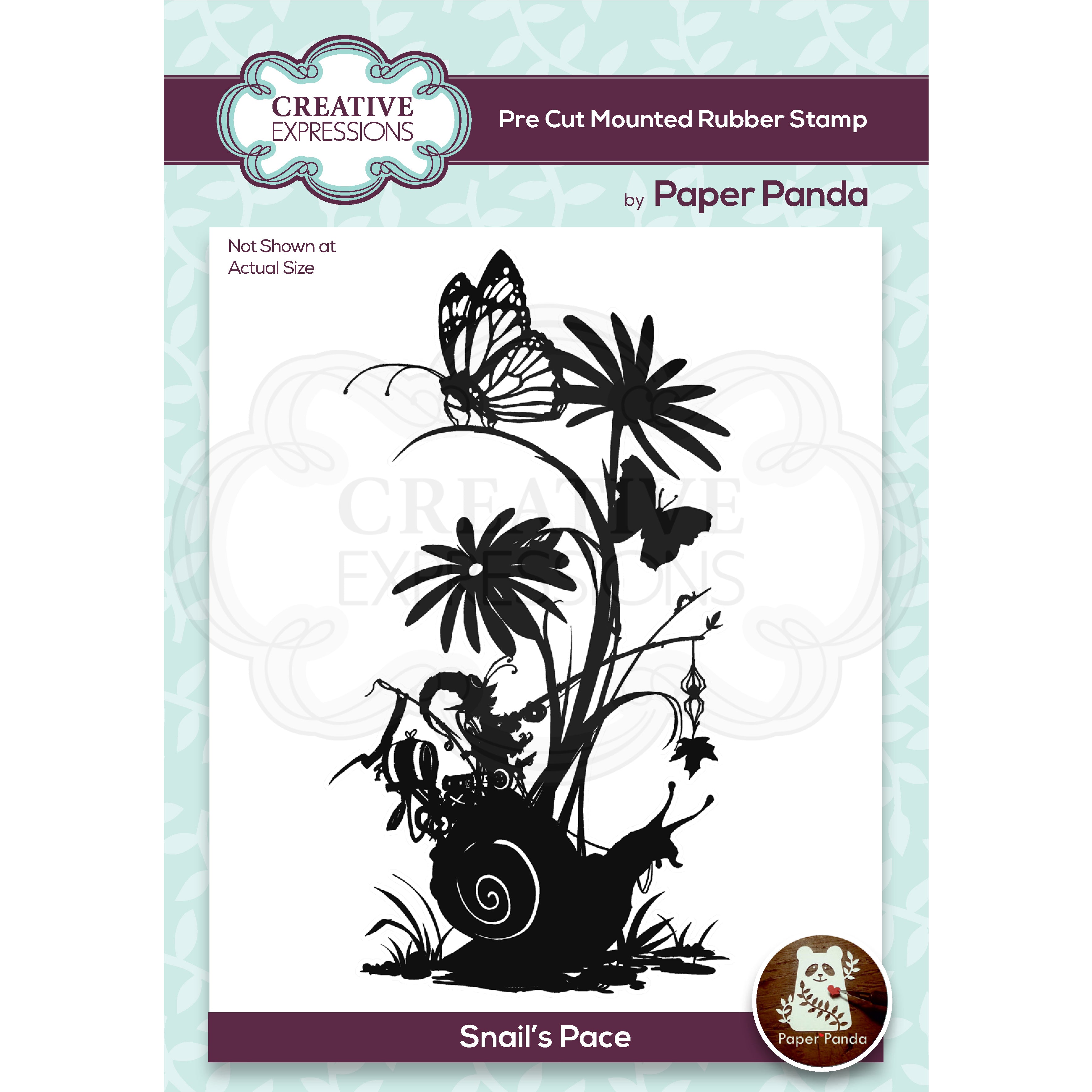 Paper Panda Snails Pace 2.9 x 5.1 Pre Cut Rubber Stamp