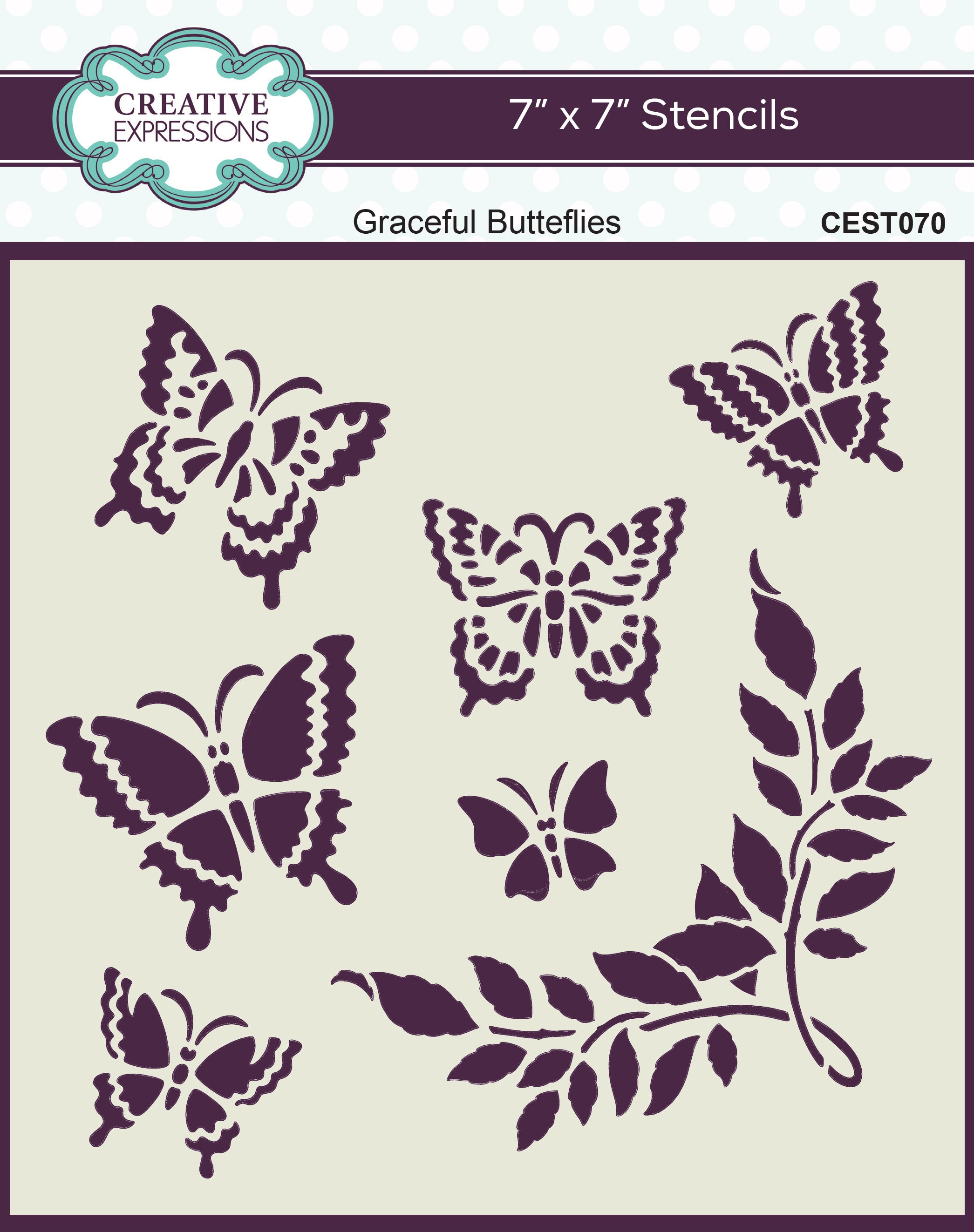 Creative Expressions Graceful Butterflies 7 in x 7 in Stencil