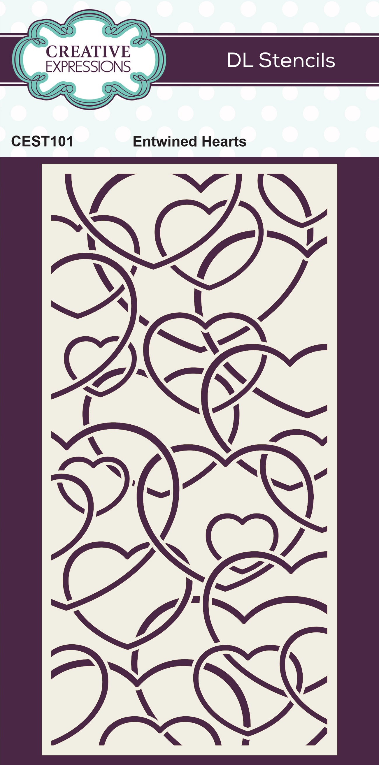 Creative Expressions Entwined Hearts DL Stencil 4 in x 8 in (10.0 x 20.3 cm)