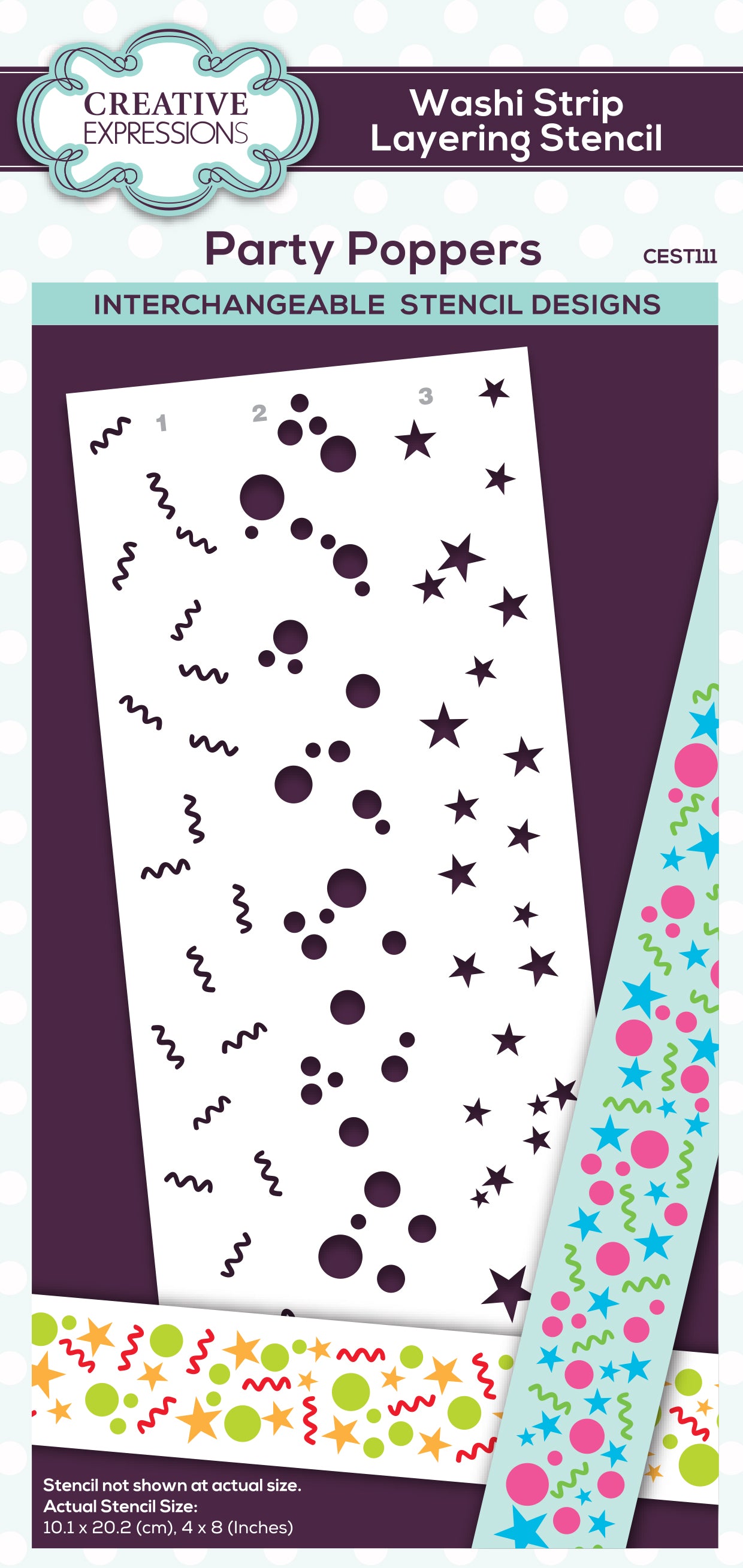 Creative Expressions Party Poppers Washi Strip Layering Stencil