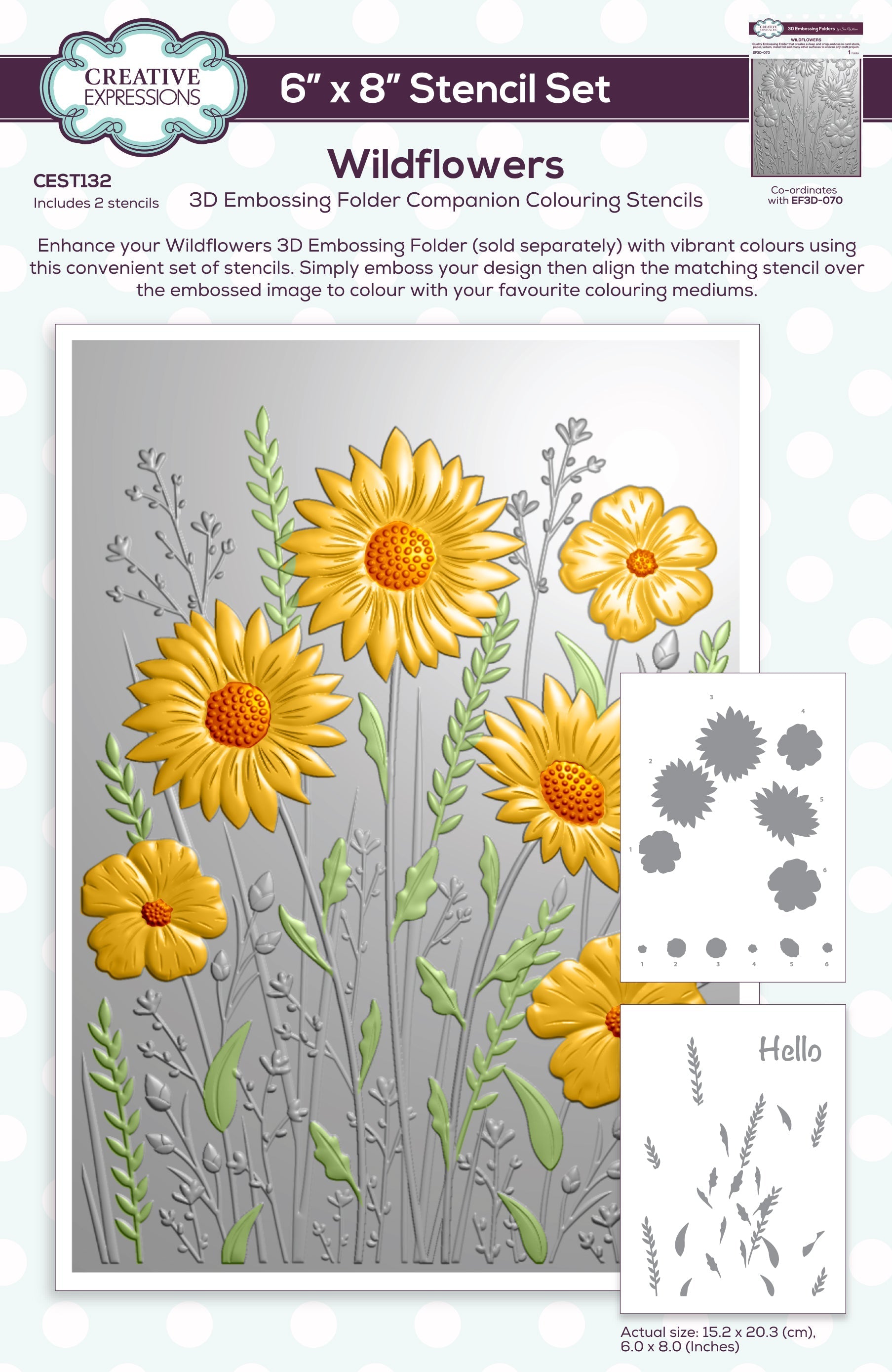 Creative Expressions Wildflowers Companion Colouring Stencil Set 6 in x 8 in 2pk