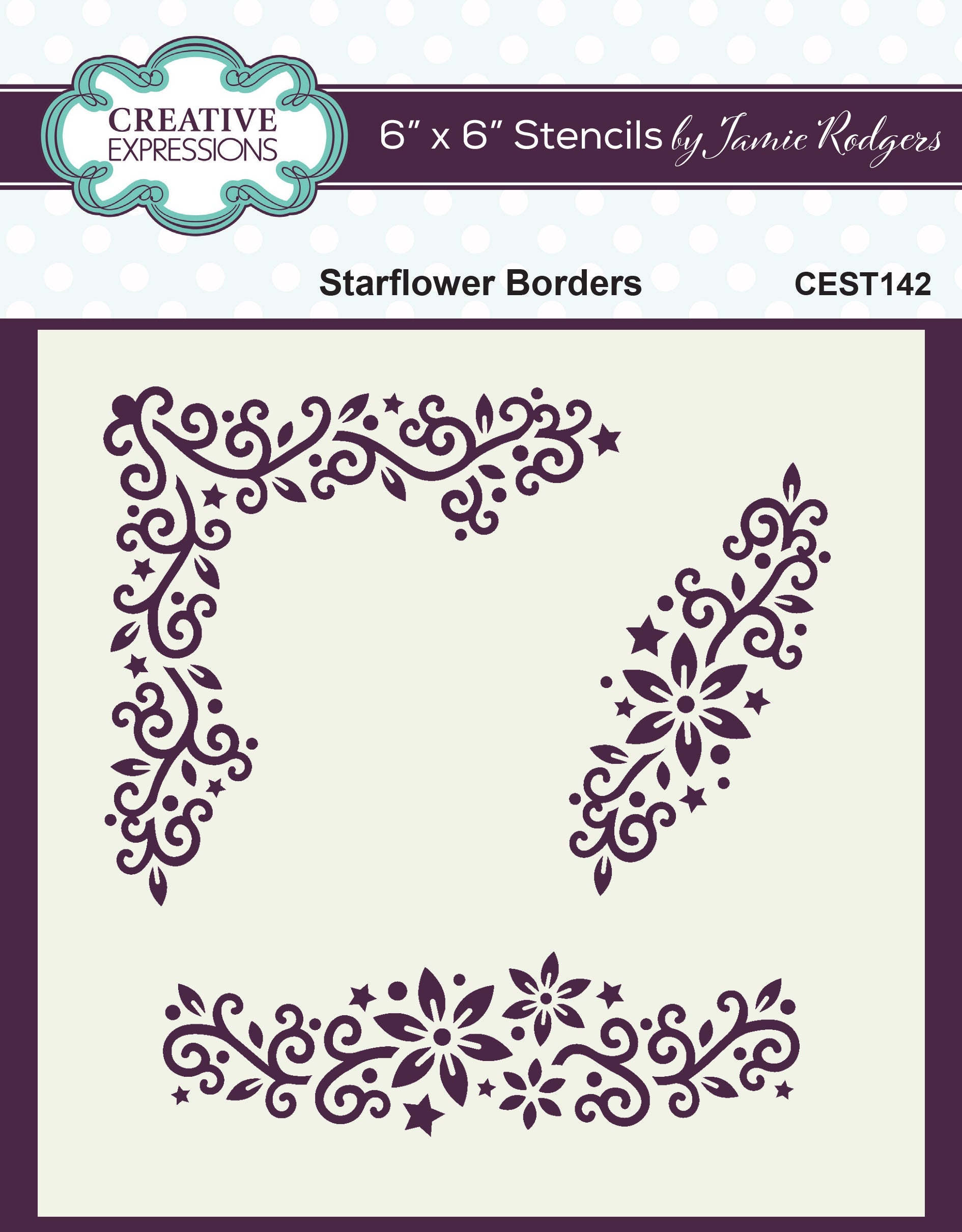 Creative Expressions Jamie Rodgers Starflower Borders 6 in x 6 in Stencil