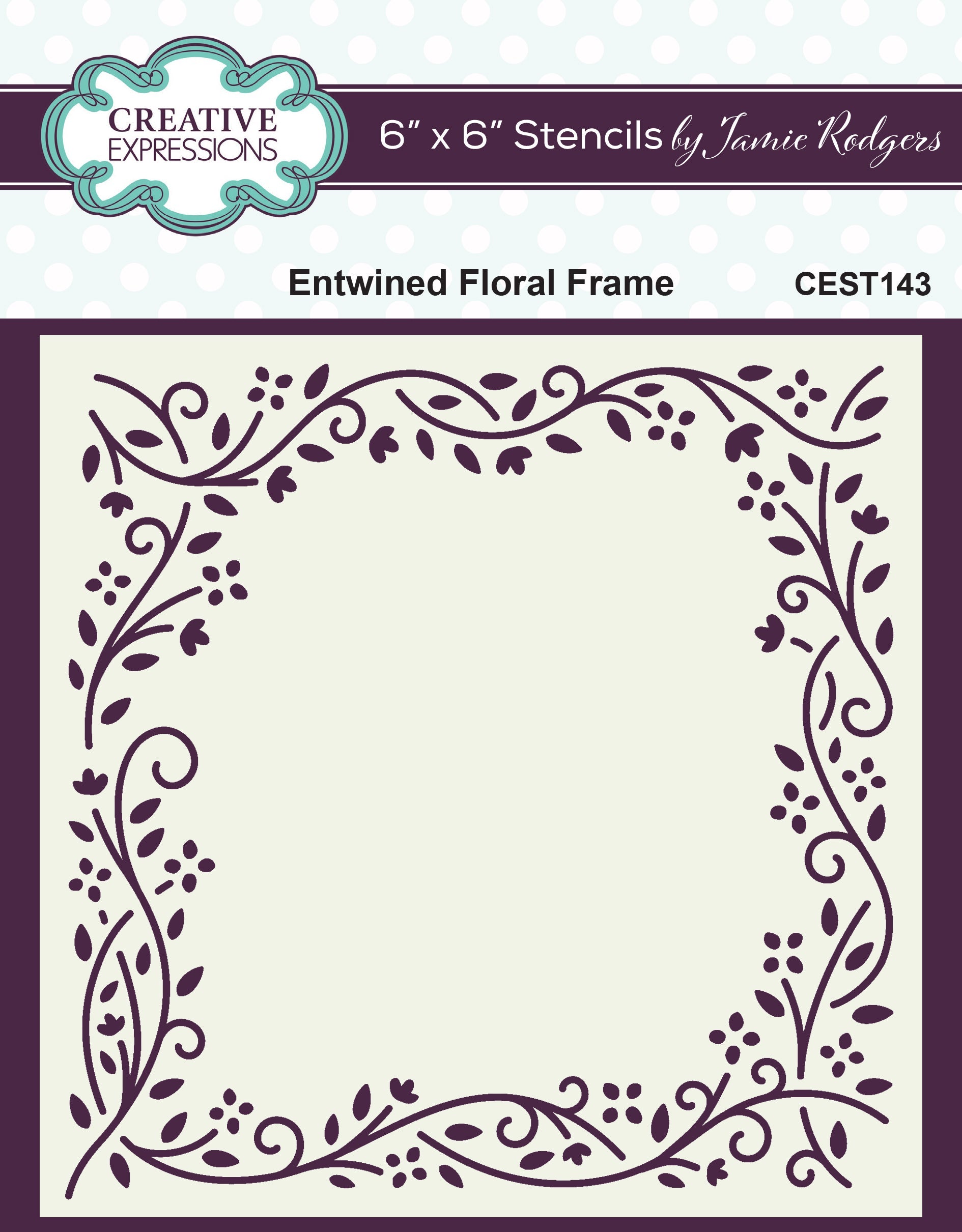 Creative Expressions Jamie Rodgers Entwined Floral Frame 6 in x 6 in Stencil