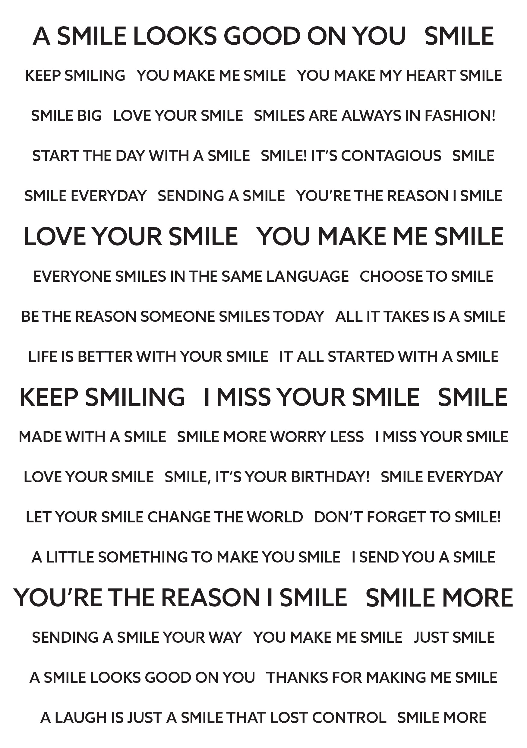 Creative Expressions Wordies Sentiment Sheets - Smile 4 Pk 6 in x 8 in