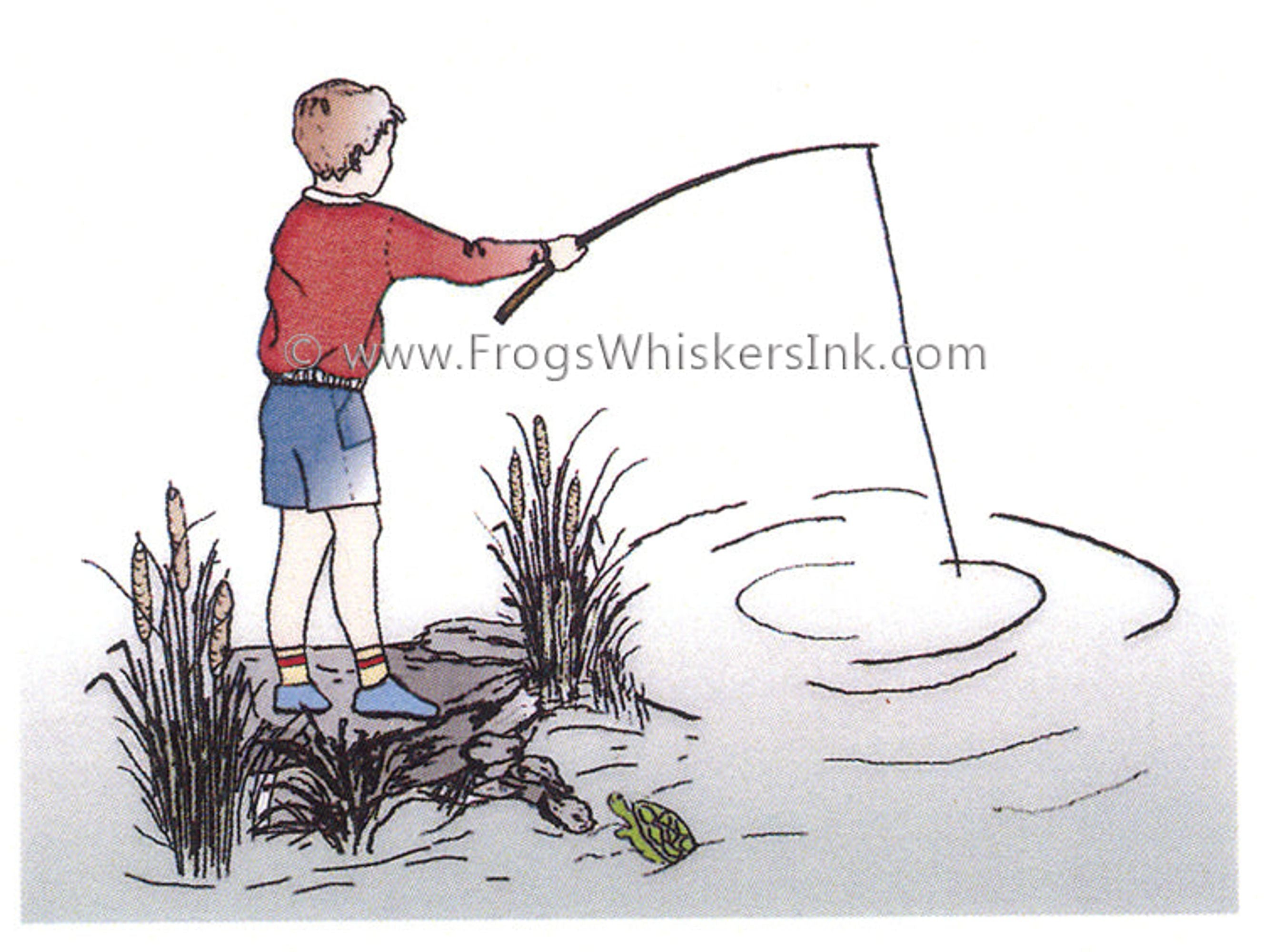 Frog's Whiskers Ink Stamp - Boy Fishing