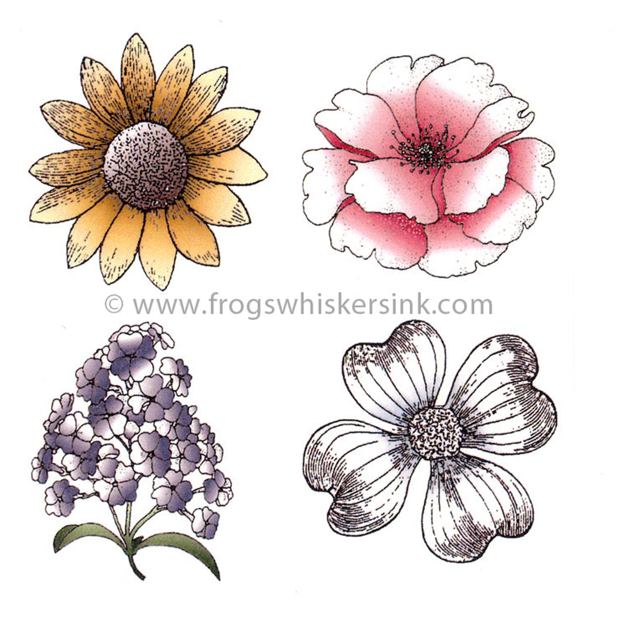 Frog's Whiskers Ink Stamps -Flower Set Cling Mount Stamp