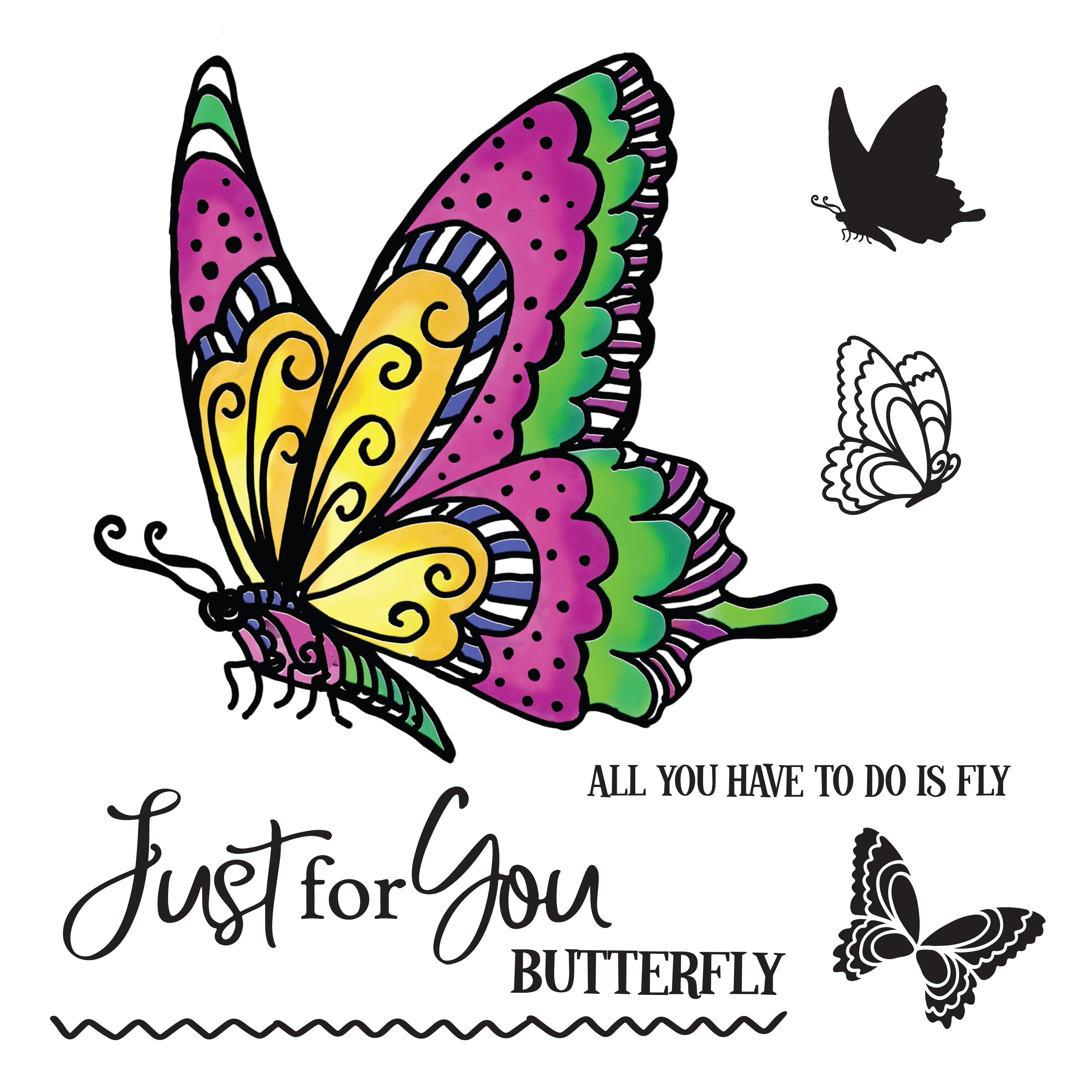 Couture Creations - Just For You Butterfly Stamp & Colour Outline Stamps (9pc)