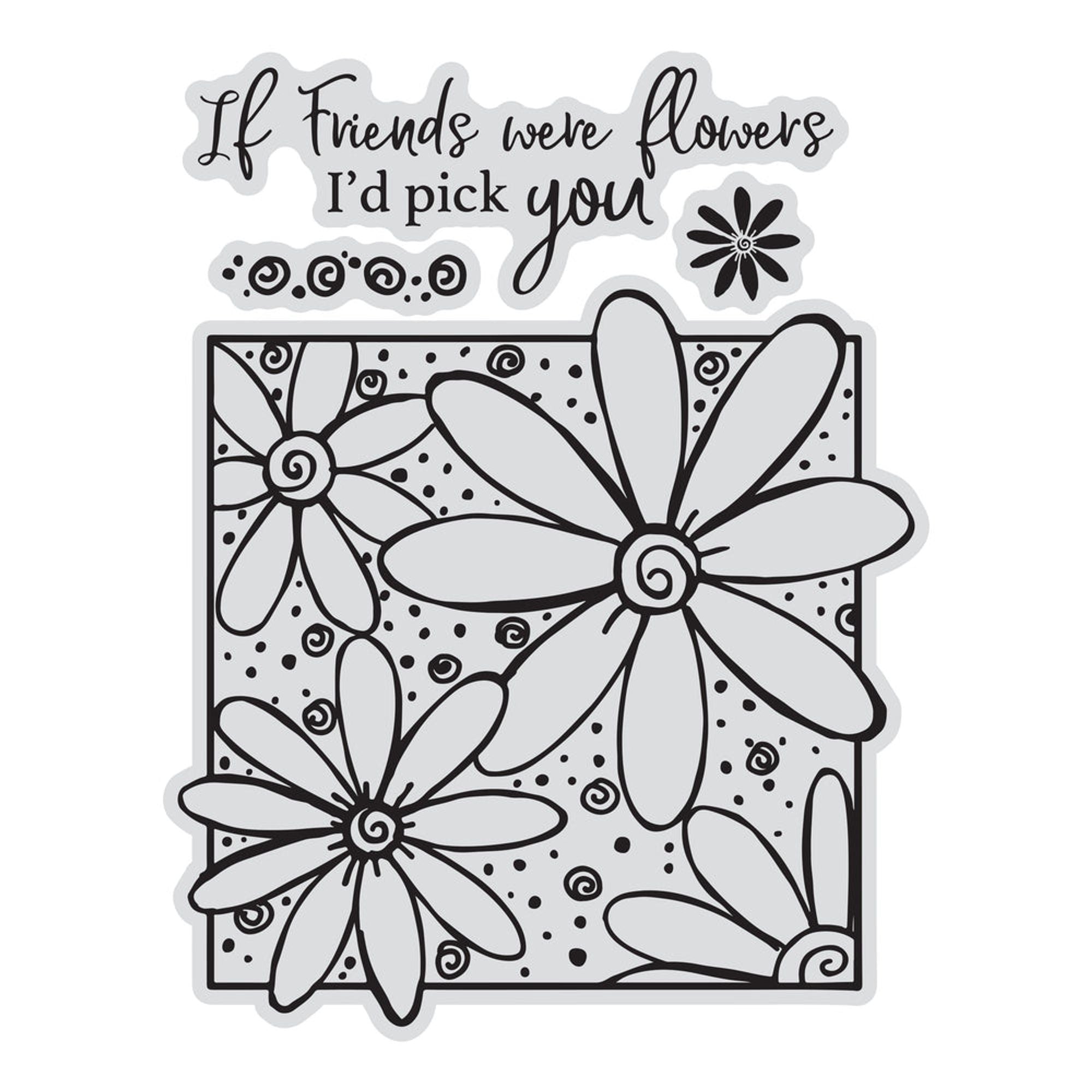 Couture Creations - Friends & Flowers Stamp & Colour Outline Stamps (4pc)