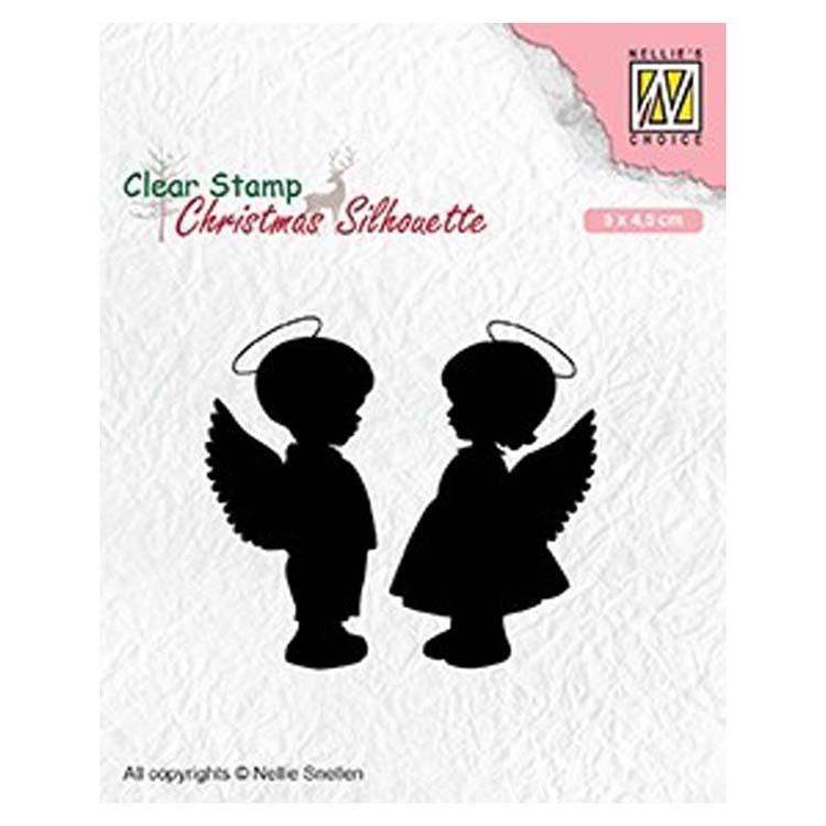 Nellie's Choice Clear Stamp Christmas Silhouette Angel Girl and Boy