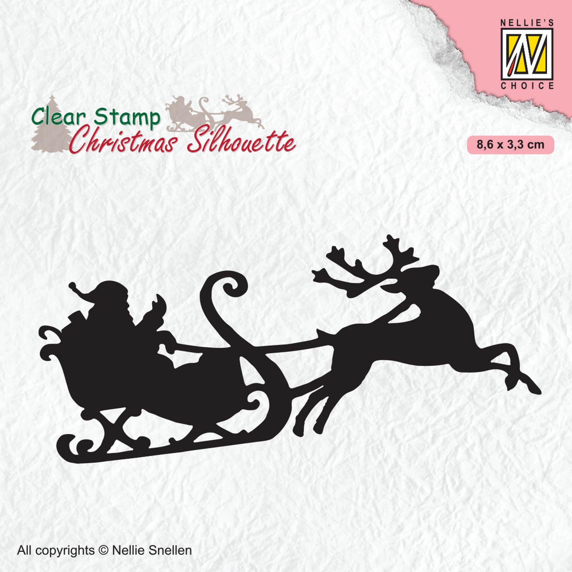 Clear Stamp Silhouette Santa Claus with Reindeer Sleight