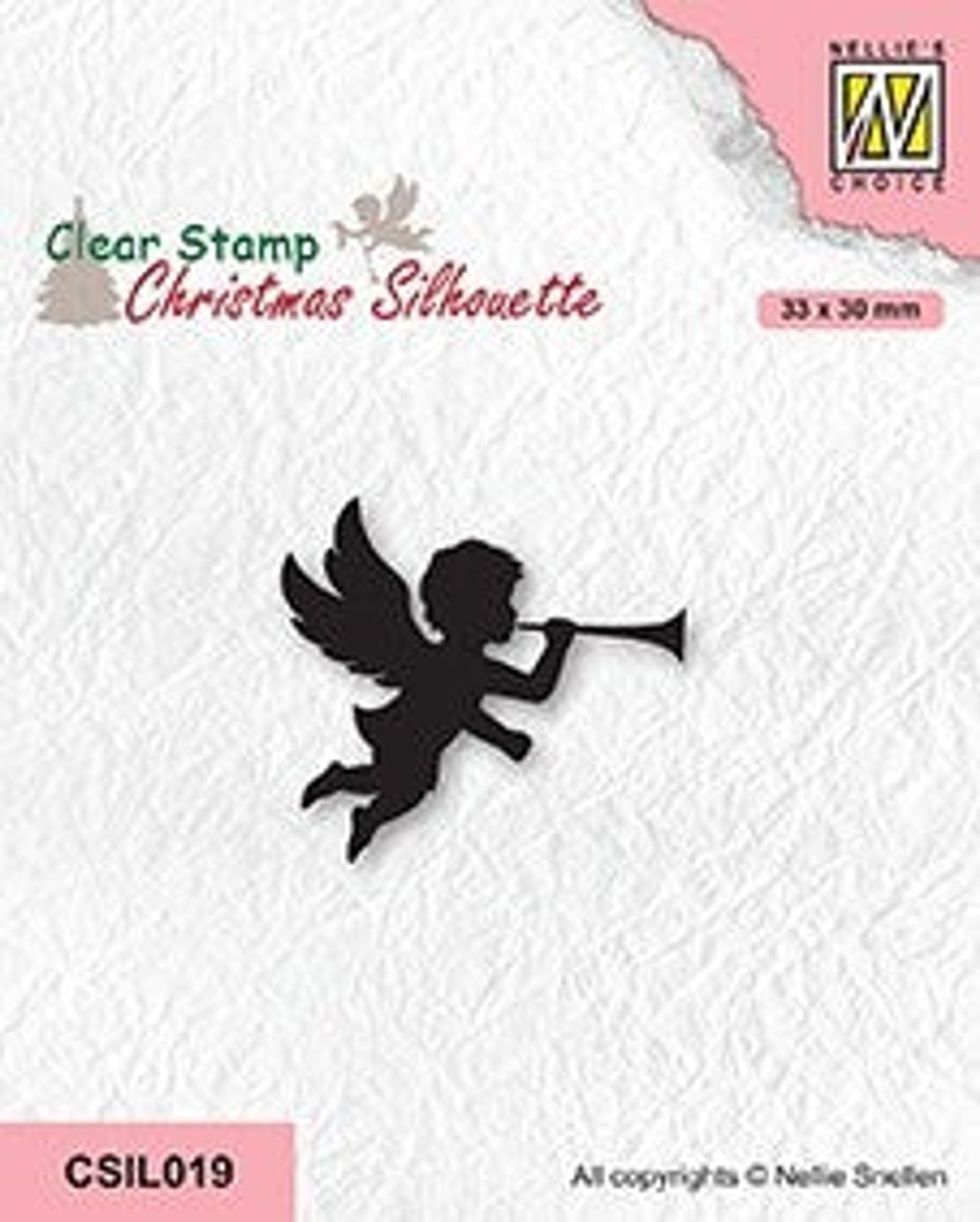 Nellie's Choice Clear Stamp Christmas Silhouette - Angel With Trumpet