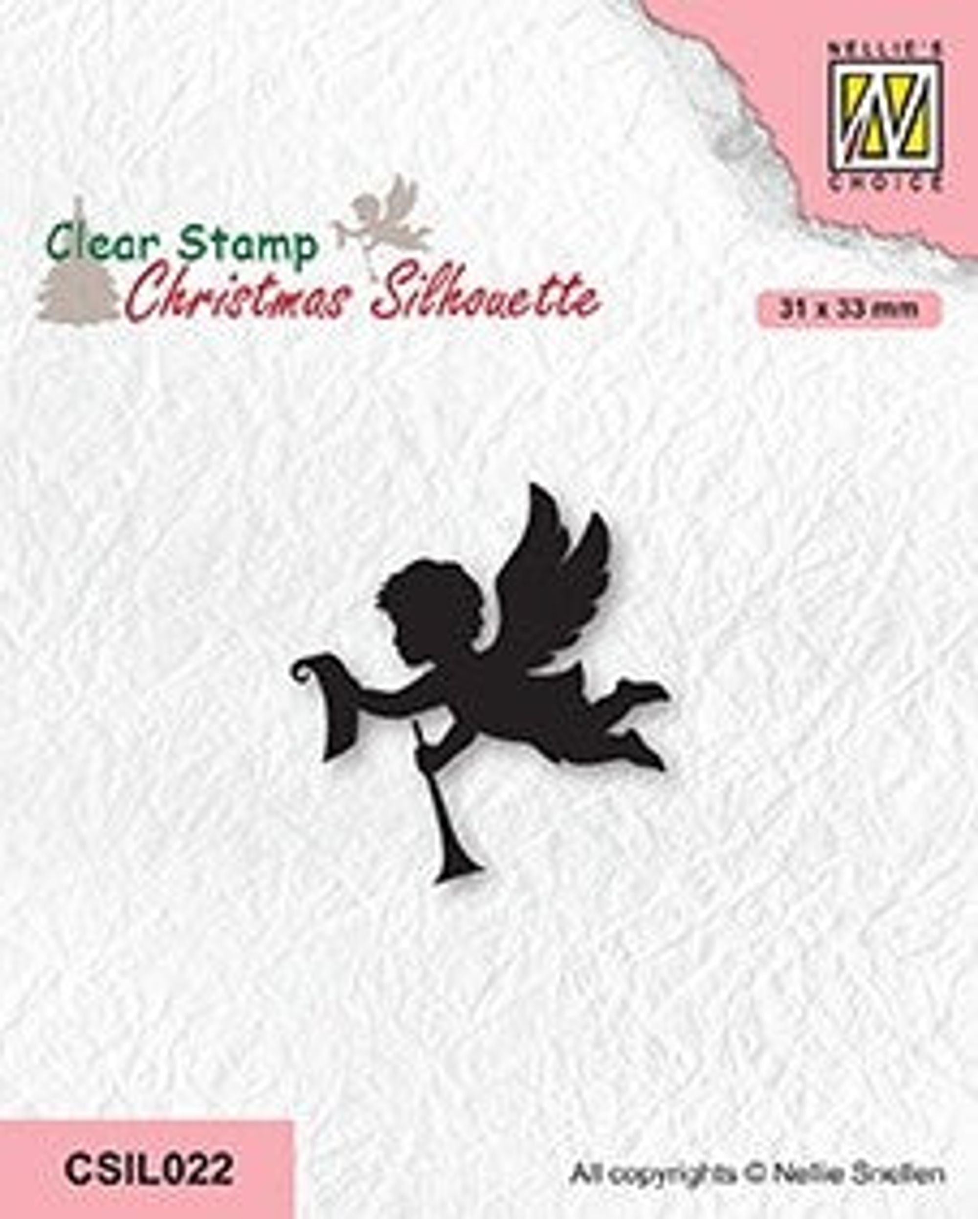Nellie's Choice Clear Stamp Christmas Silhouette - Angel With Message