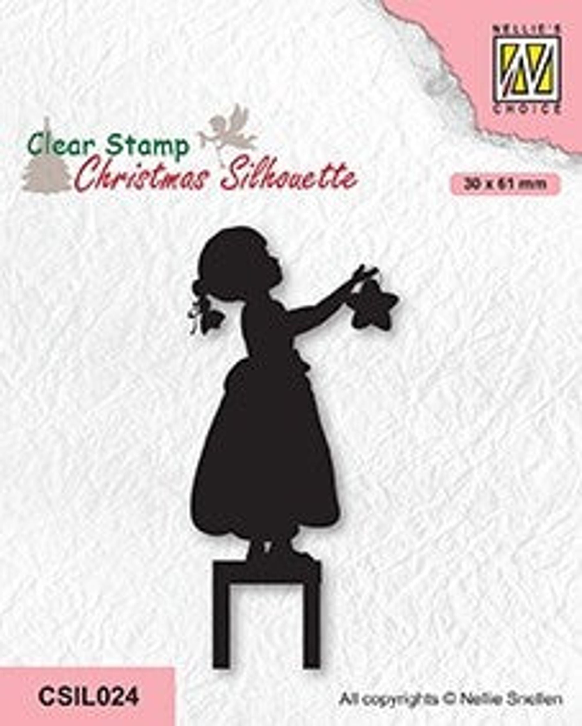 Nellie's Choice Clear Stamp Christmas Silhouette - Little Girl Decorating