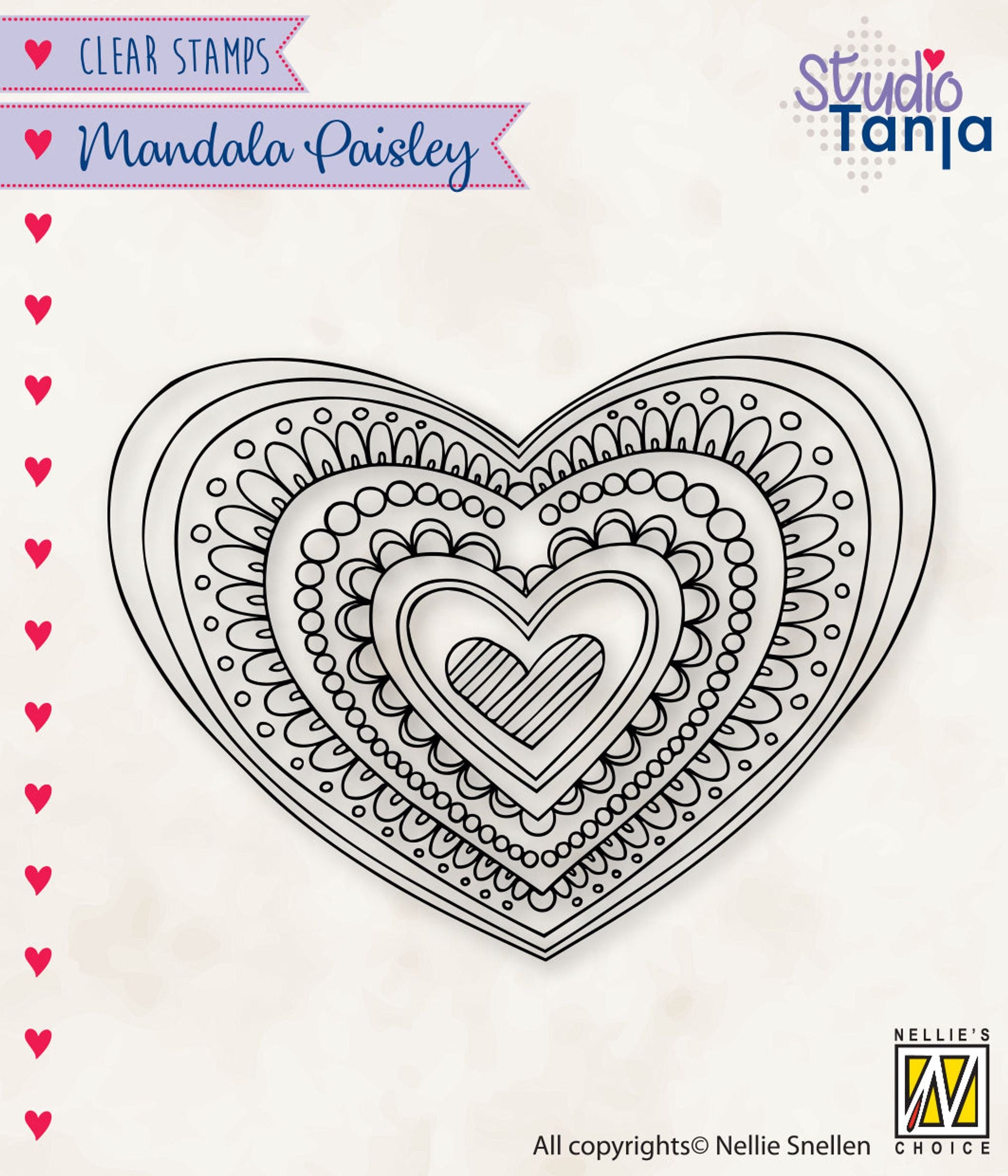 Nellie's Choice Clear Stamp Mandalas Paisley Heart