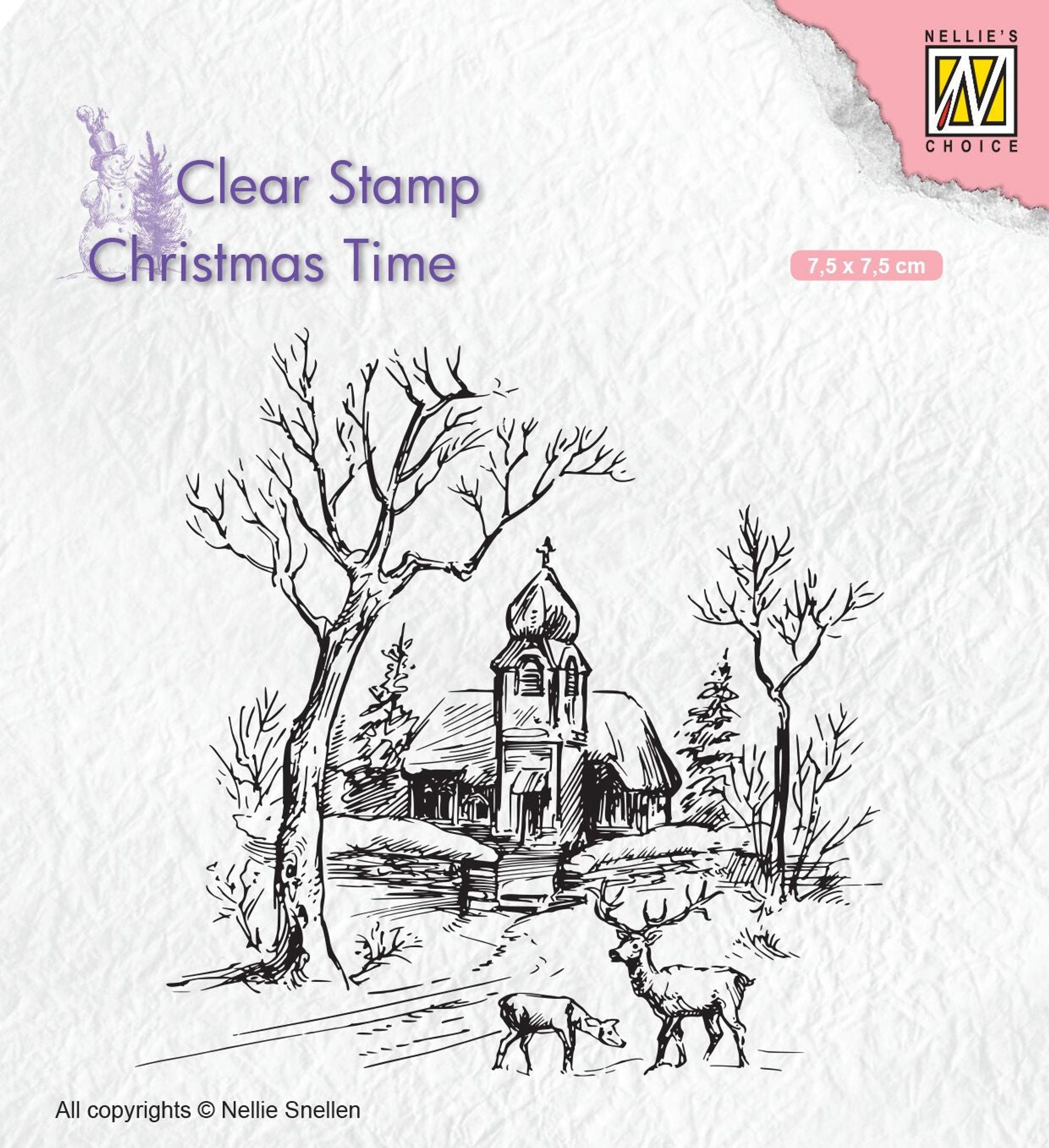 Nellie's Choice Clear Stamp Church and Deer